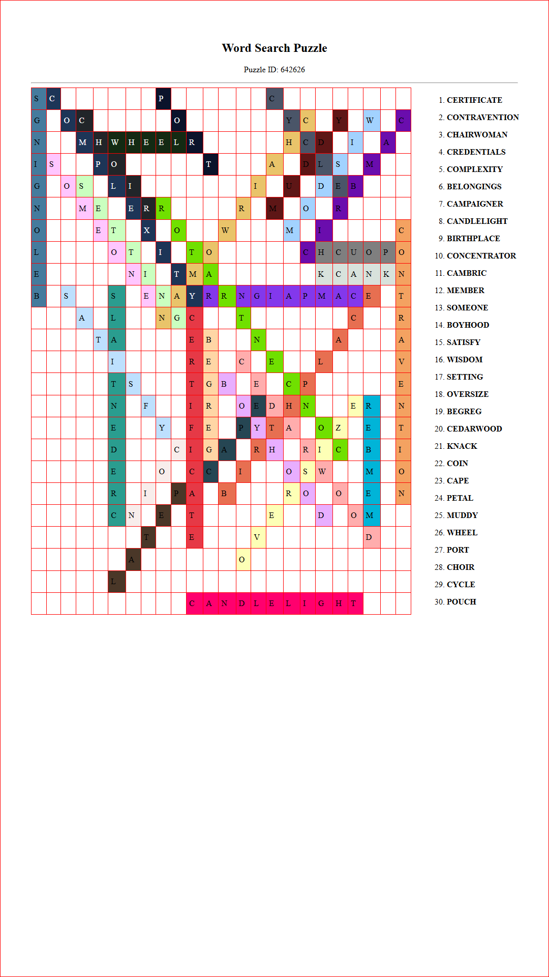 Solution of Printable word search puzzle for adults 233 (Puzzle id: 642626) Document