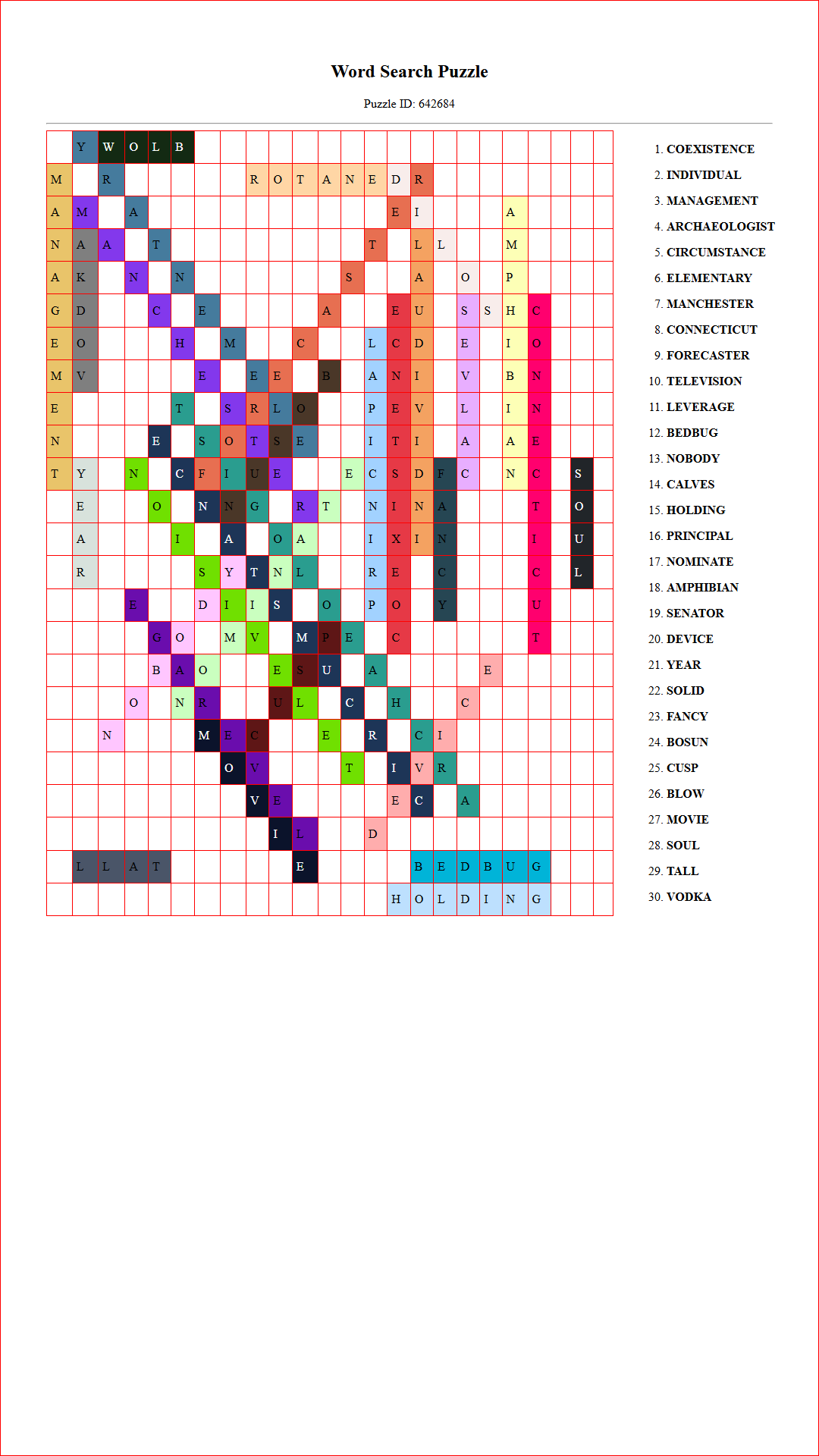 Solution of Printable word search puzzle for adults 453 (Puzzle id: 642684) Document