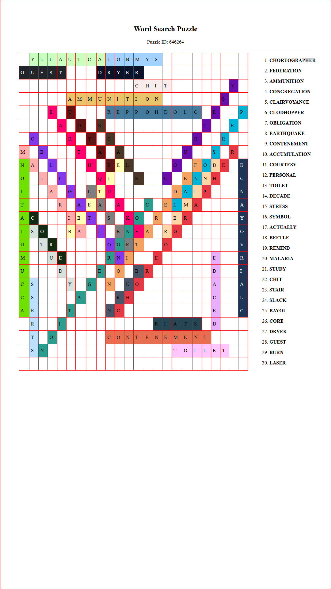Solution of Printable word search puzzle for adults 27 (Puzzle id: 646264) Document