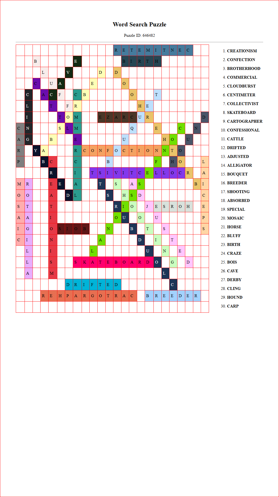 Solution of Printable word search puzzle for adults 380 (Puzzle id: 646482) Document