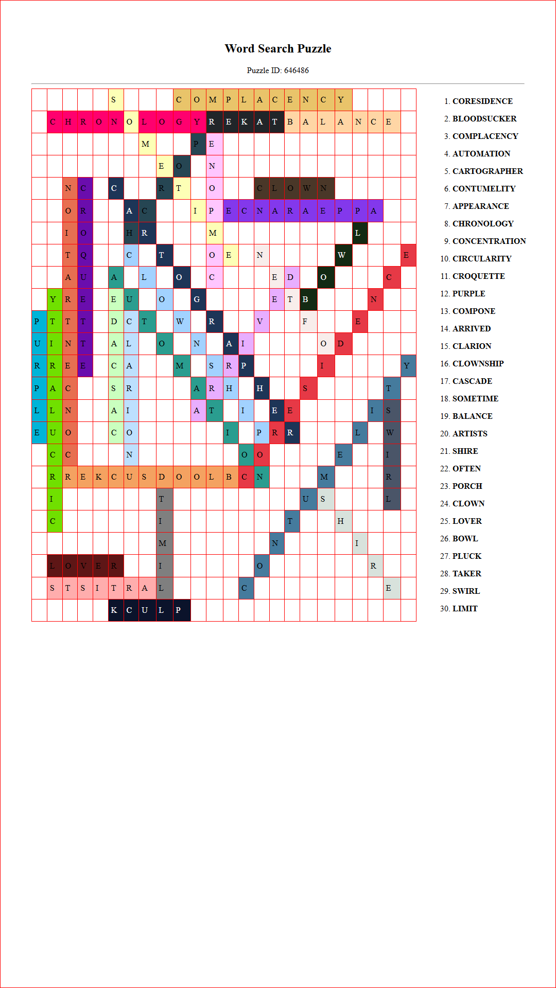 Solution of Printable word search puzzle for adults 14 (Puzzle id: 646486) Document