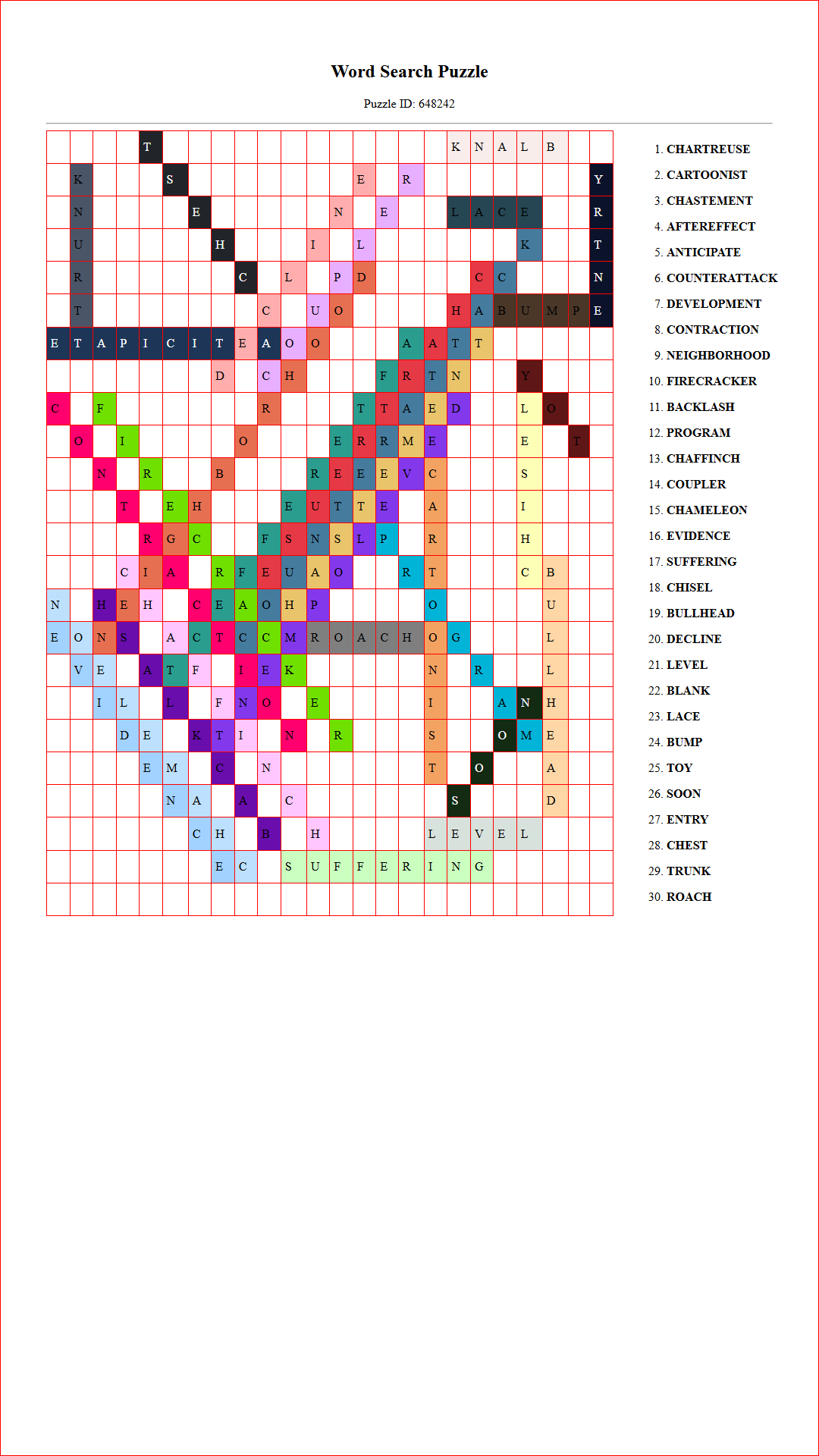 Solution of Printable word search puzzle for adults 135 (Puzzle id: 648242) Document