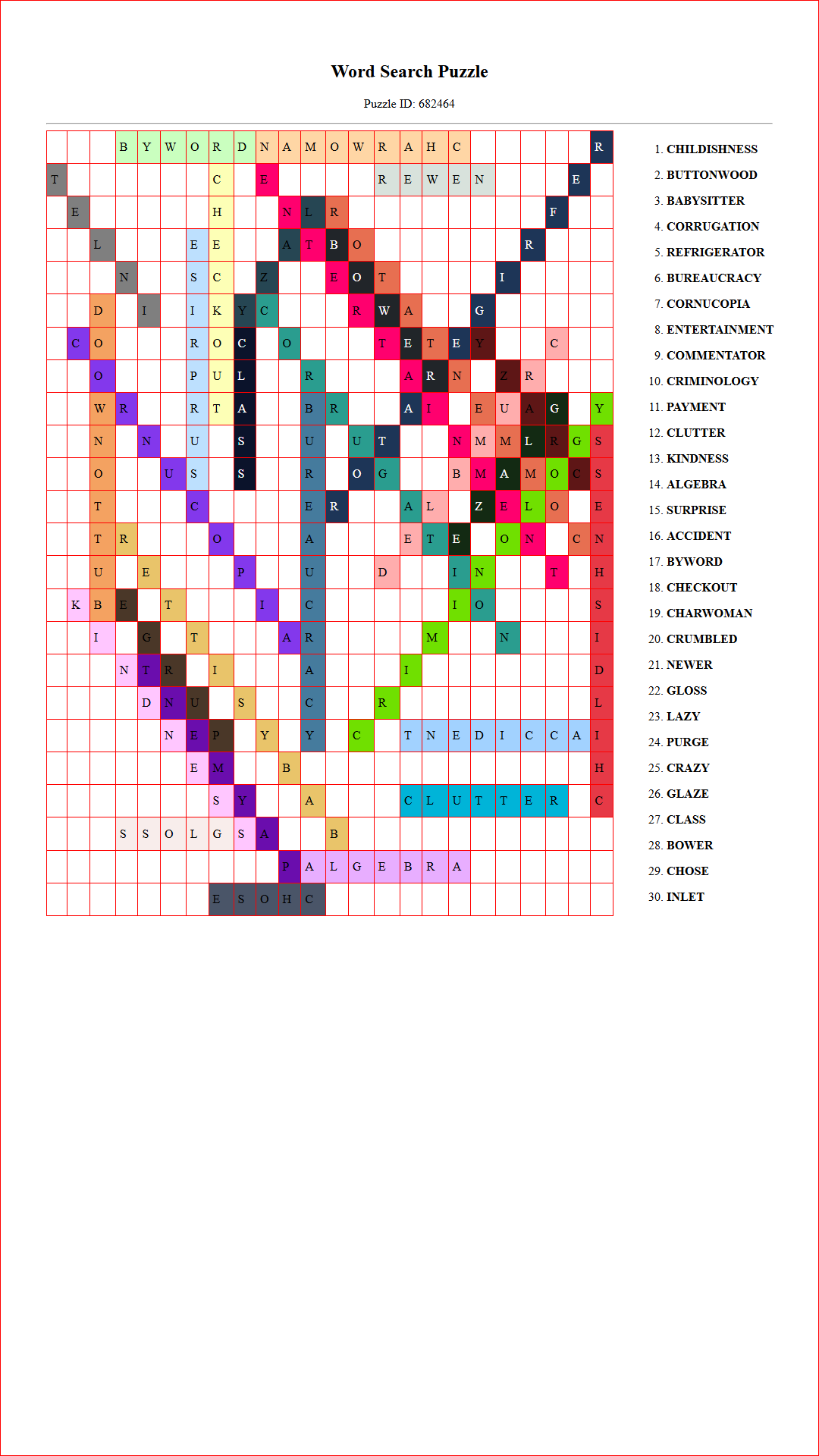 Solution of Printable word search puzzle for adults 298 (Puzzle id: 682464) Document