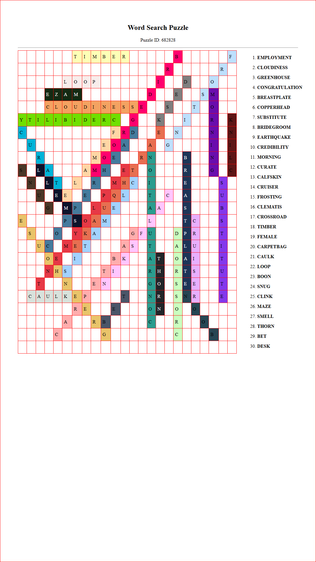 Solution of Printable word search puzzle for adults 305 (Puzzle id: 682828) Document