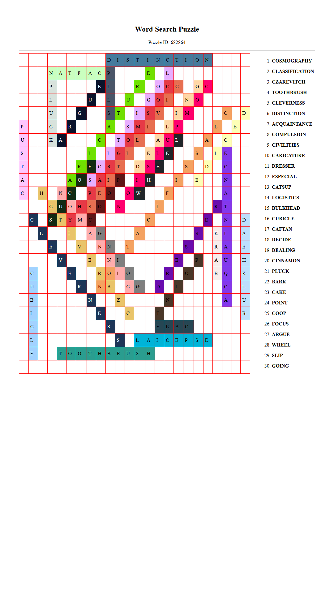 Solution of Printable word search puzzle for adults 195 (Puzzle id: 682864) Document