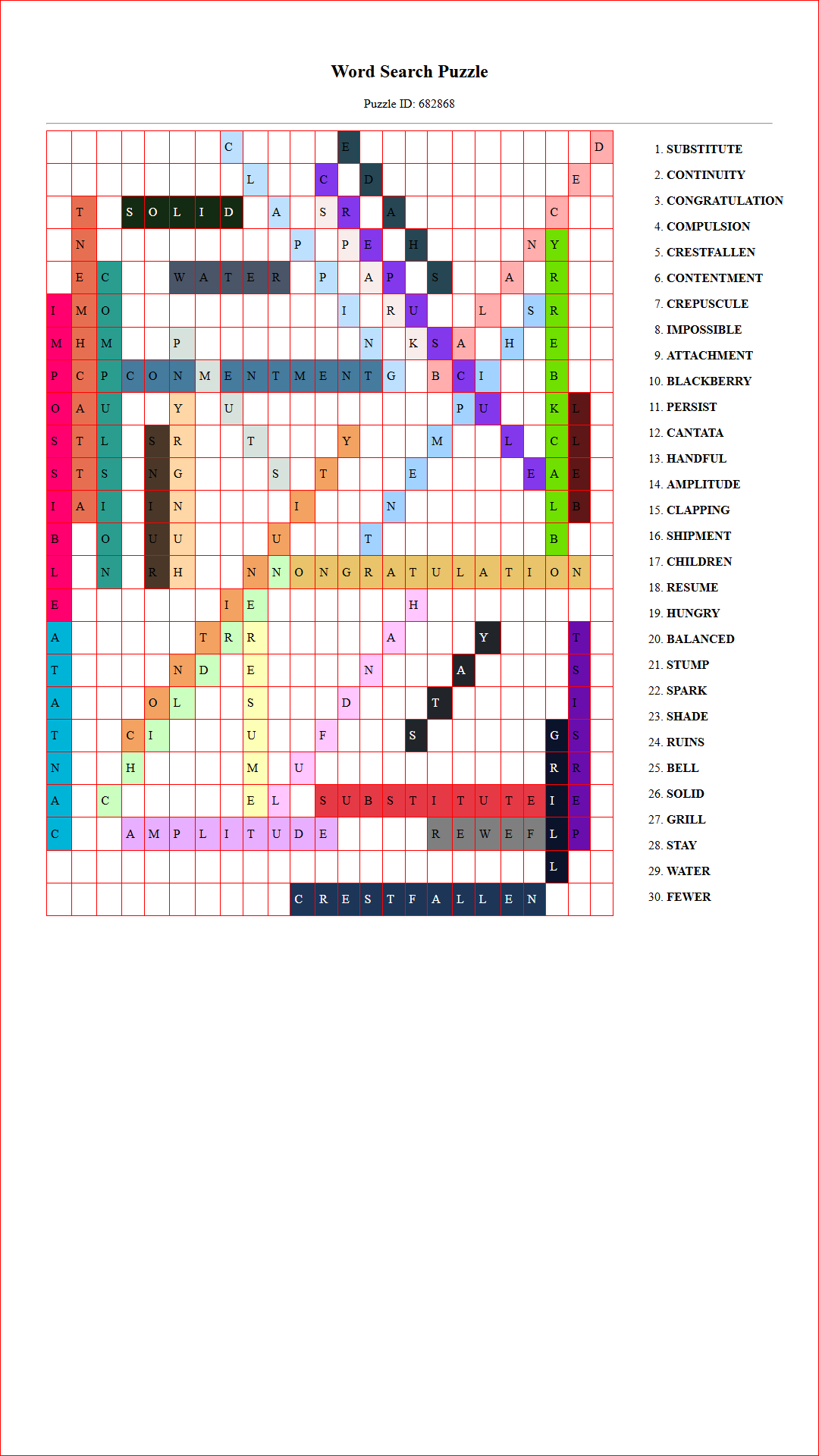 Solution of Printable word search puzzle for adults 334 (Puzzle id: 682868) Document