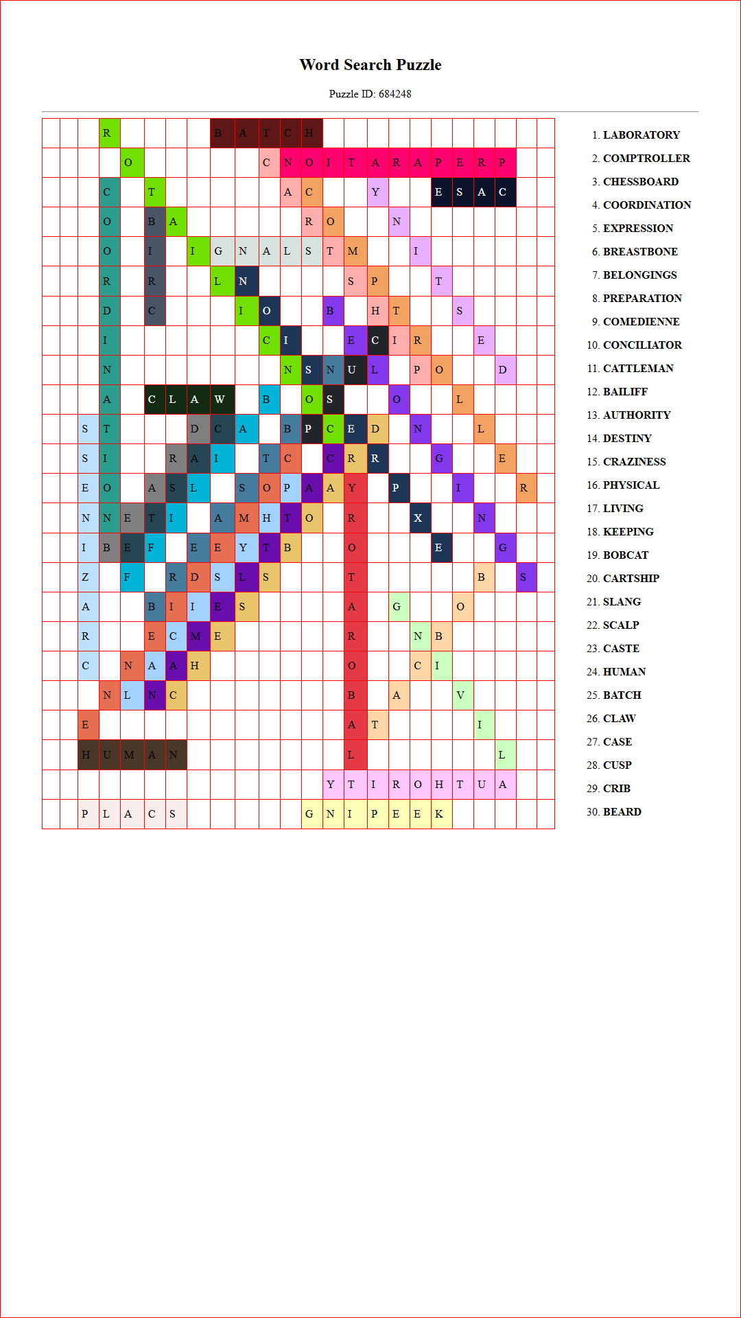 Solution of Printable word search puzzle for adults 144 (Puzzle id: 684248) Document