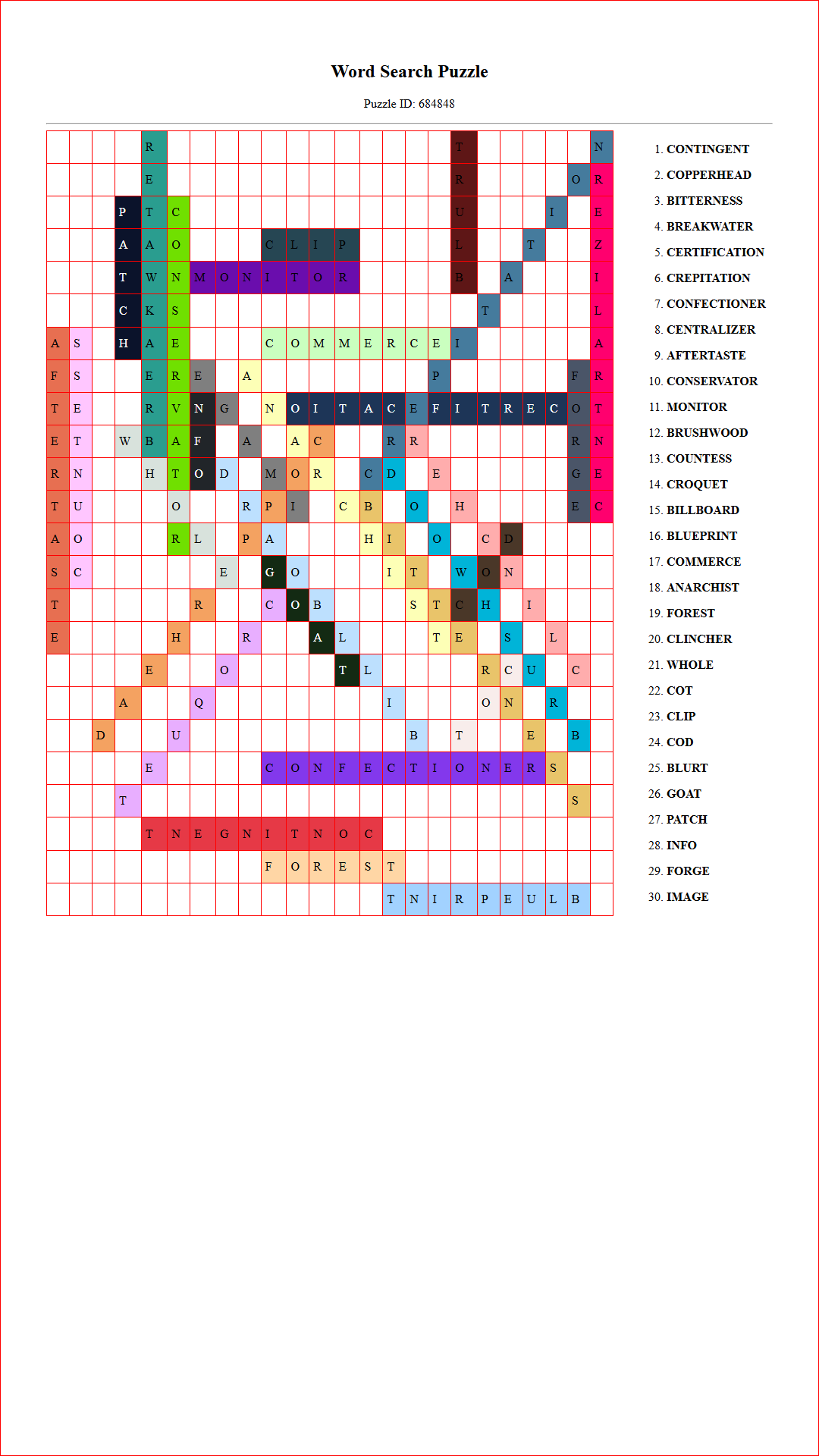 Solution of Printable word search puzzle for adults 64 (Puzzle id: 684848) Document