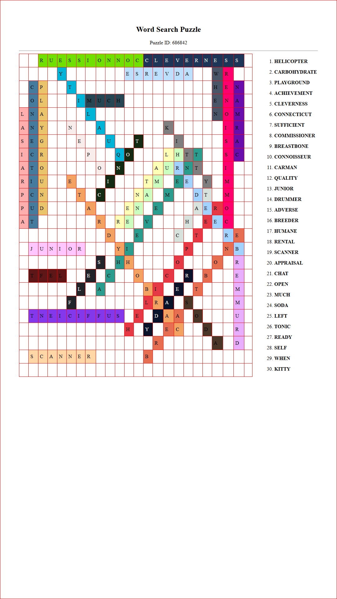 Solution of Printable word search puzzle for adults 271 (Puzzle id: 686842) Document