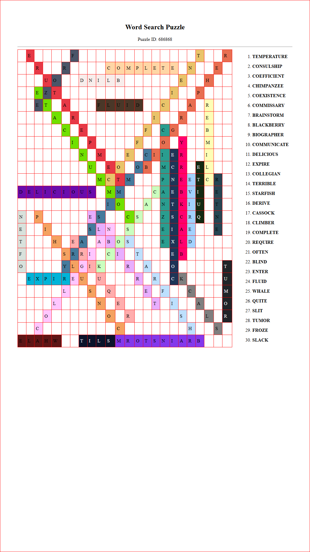 Solution of Printable word search puzzle for adults 128 (Puzzle id: 686868) Document