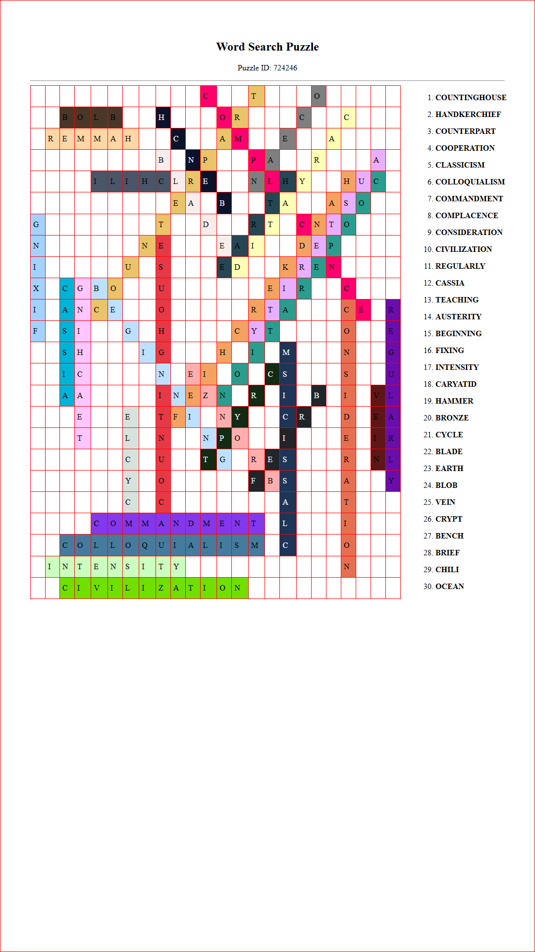 Solution of Printable word search puzzle for adults 67 (Puzzle id: 724246) Document