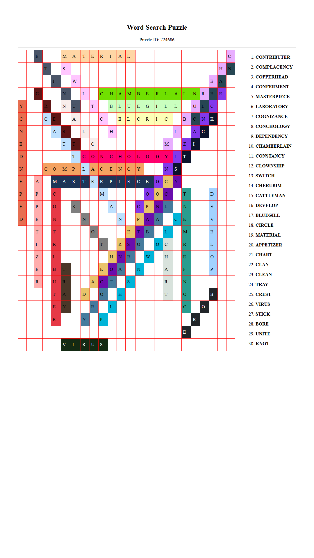 Solution of Printable word search puzzle for adults 13 (Puzzle id: 724686) Document
