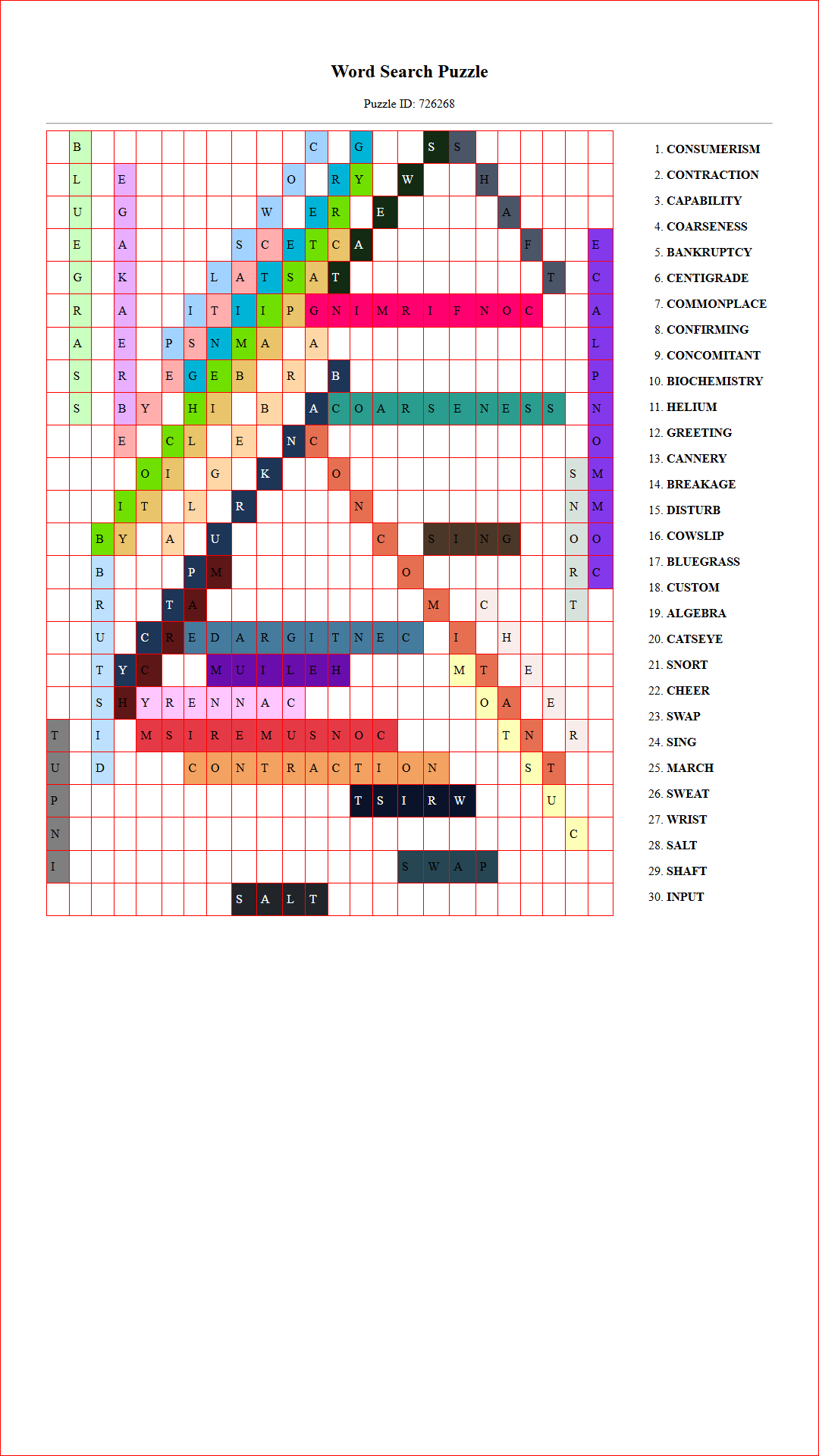 Solution of Printable word search puzzle for adults 111 (Puzzle id: 726268) Document