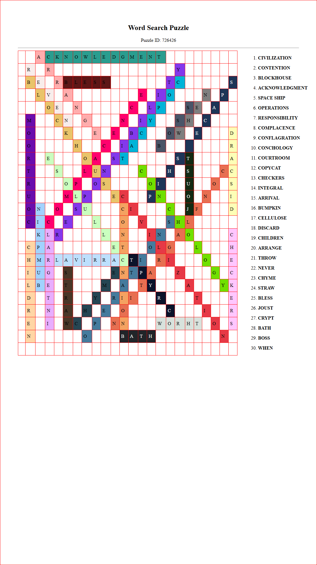 Solution of Printable word search puzzle for adults 133 (Puzzle id: 726426) Document