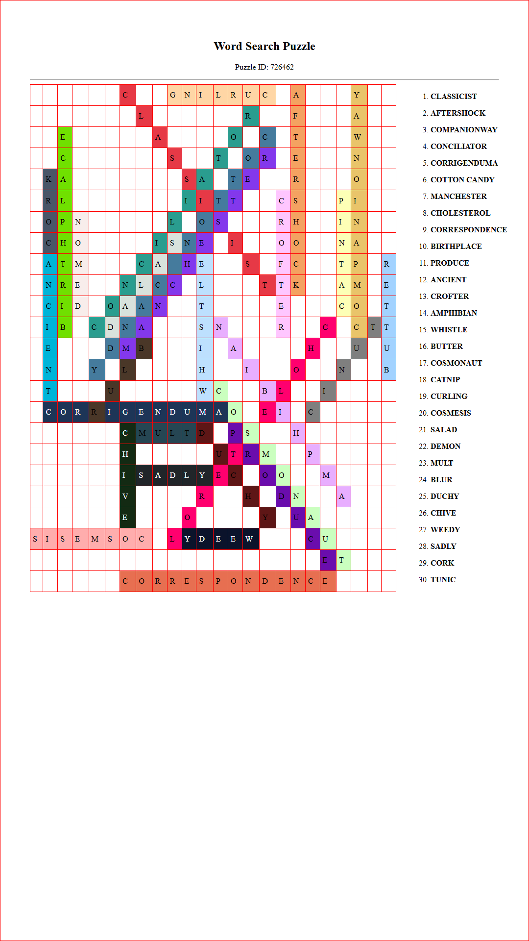 Solution of Printable word search puzzle for adults 84 (Puzzle id: 726462) Document