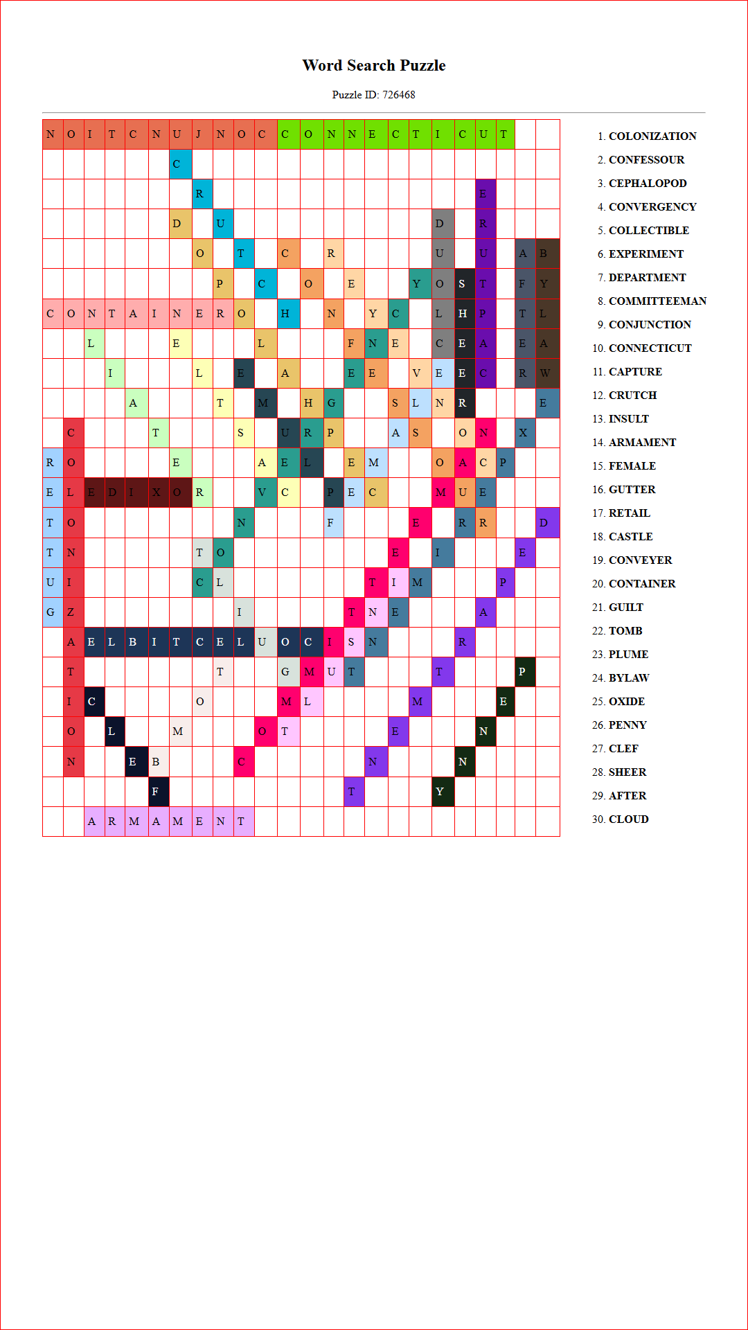 Solution of Printable word search puzzle for adults 11 (Puzzle id: 726468) Document