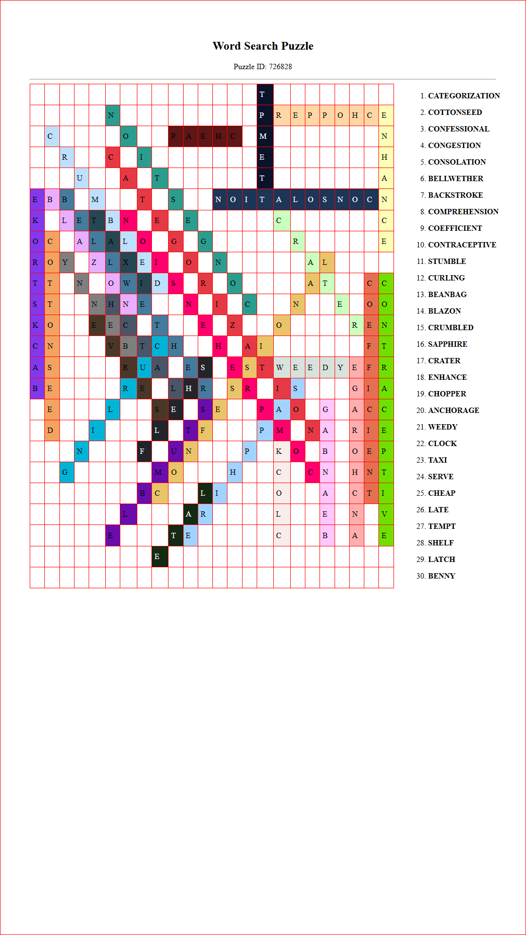 Solution of Printable word search puzzle for adults 502 (Puzzle id: 726828) Document