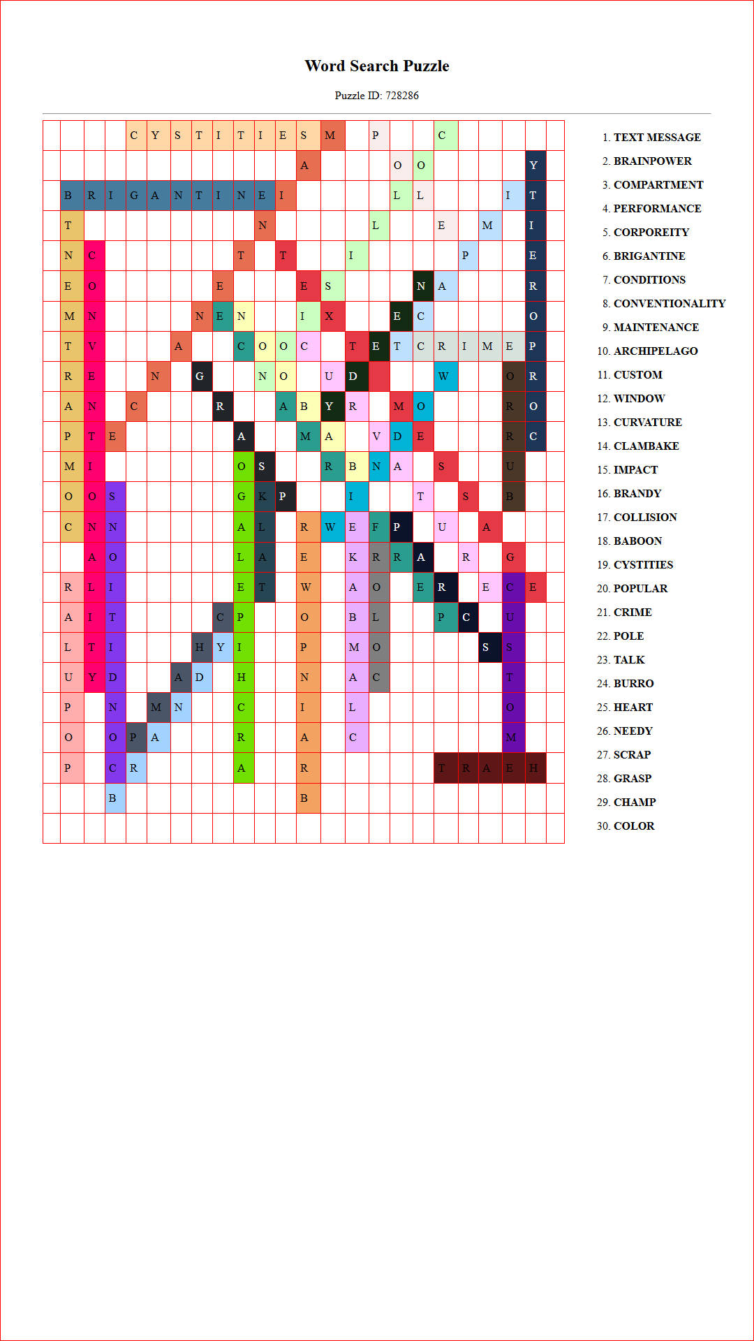 Solution of Printable word search puzzle for adults 406 (Puzzle id: 728286) Document
