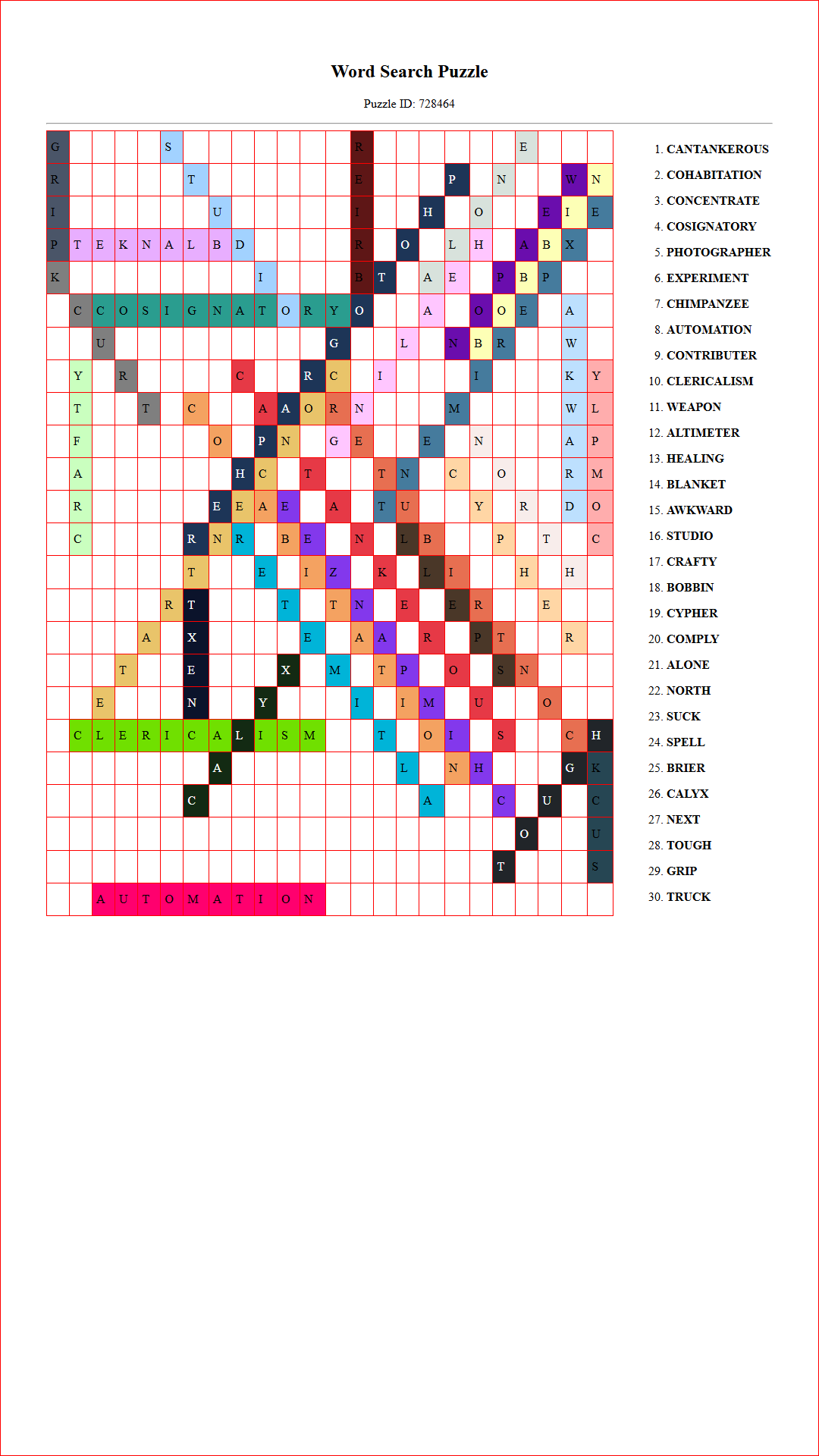 Solution of Printable word search puzzle for adults 145 (Puzzle id: 728464) Document