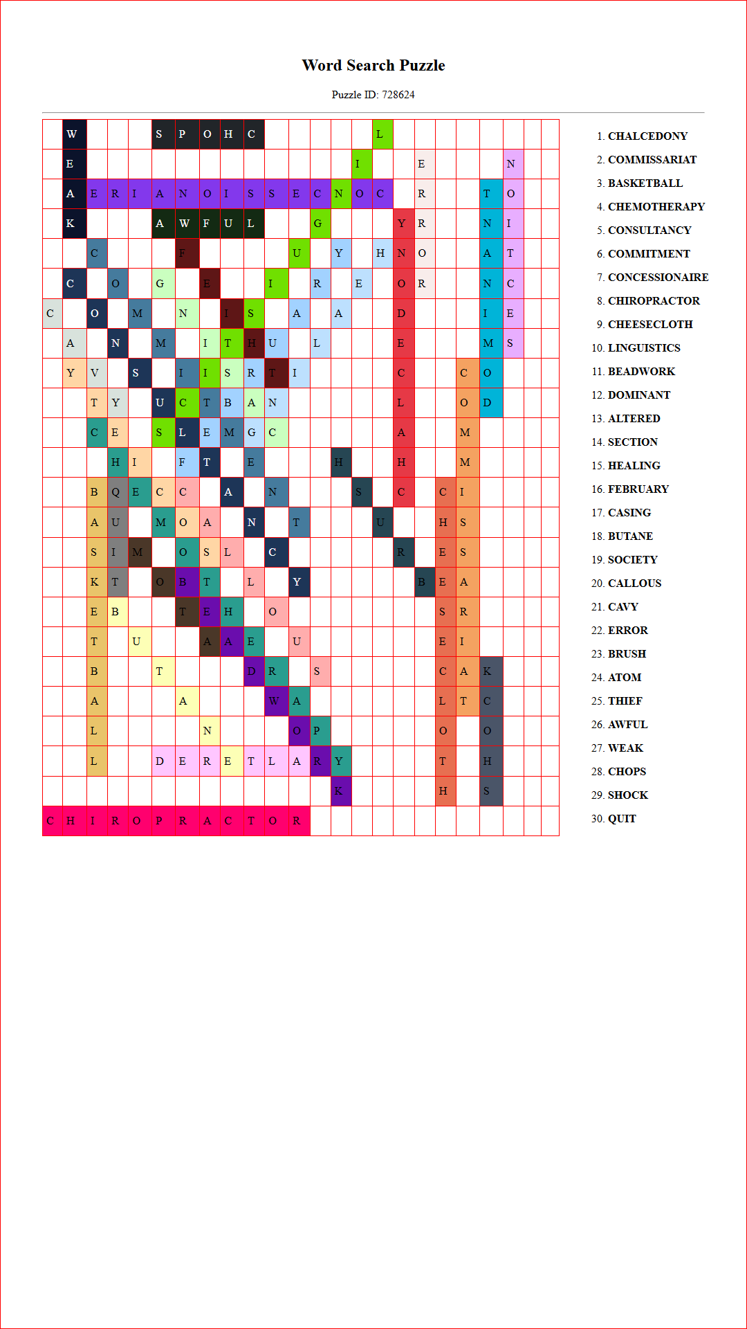 Solution of Printable word search puzzle for adults 155 (Puzzle id: 728624) Document