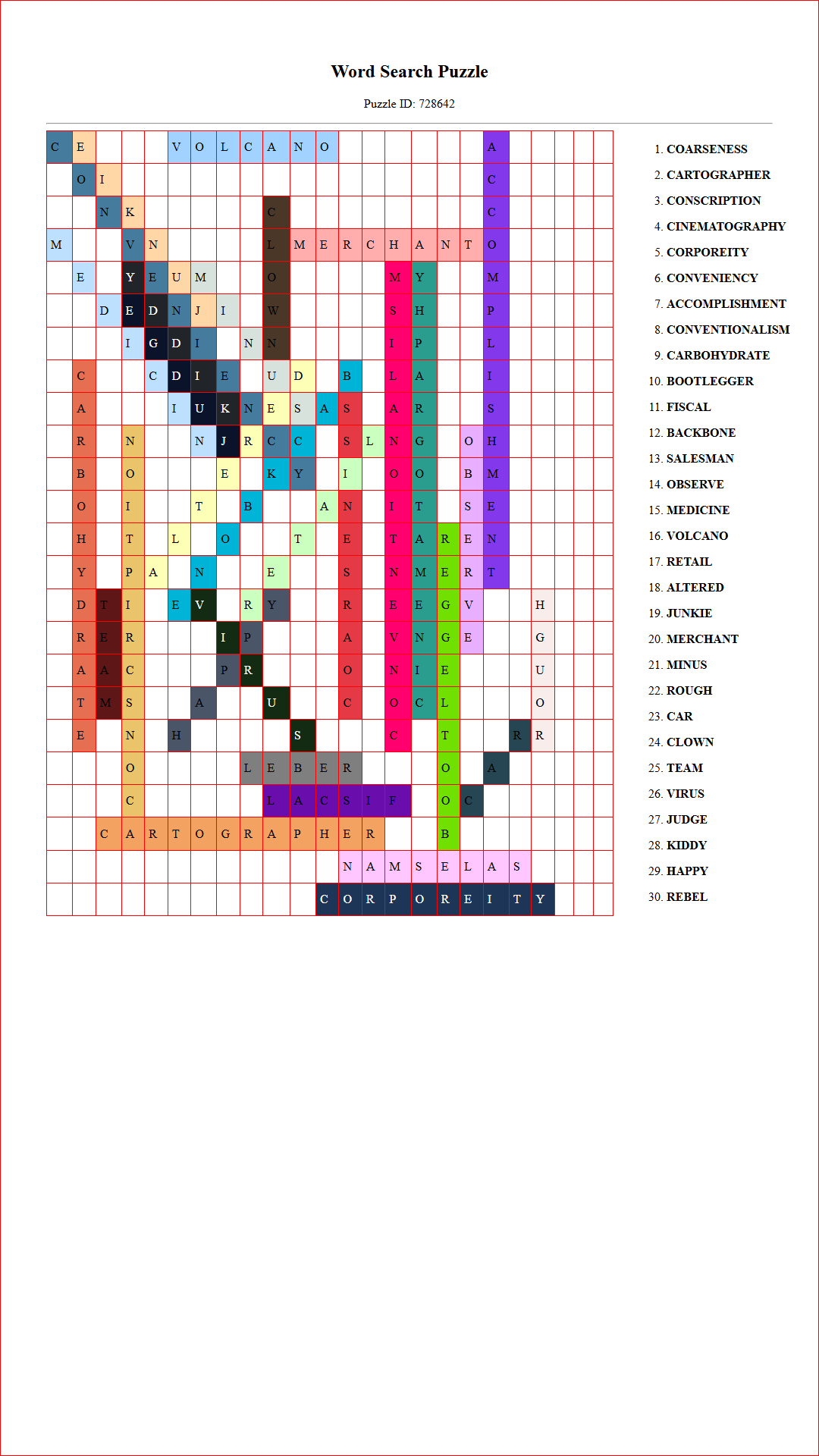 Solution of Printable word search puzzle for adults 328 (Puzzle id: 728642) Document