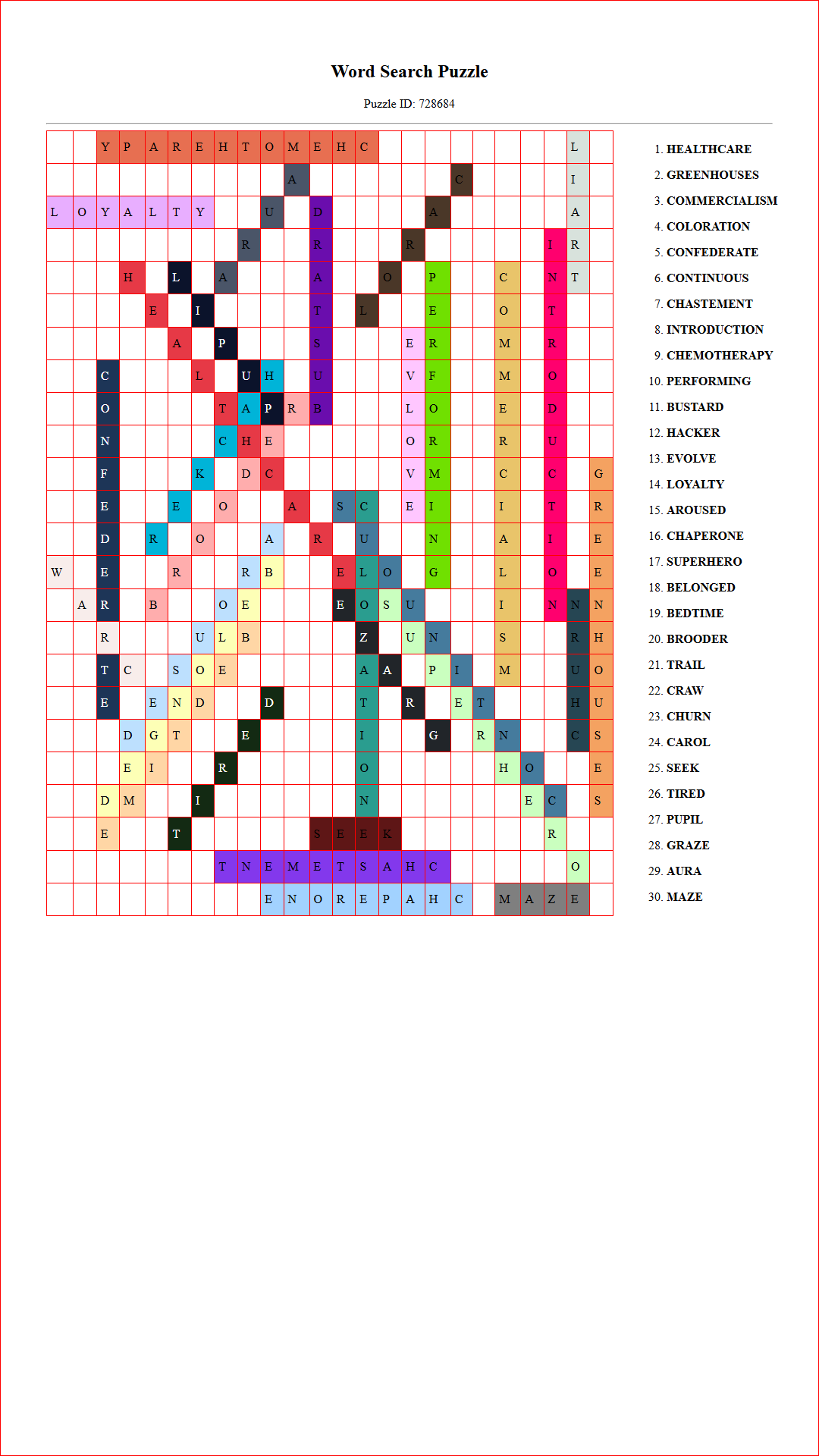Solution of Printable word search puzzle for adults 428 (Puzzle id: 728684) Document