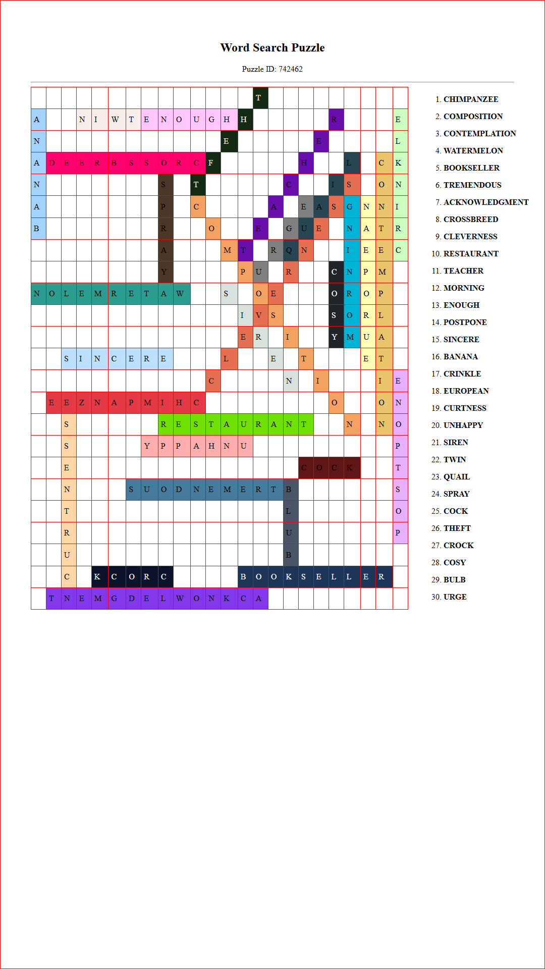 Solution of Printable word search puzzle for adults 513 (Puzzle id: 742462) Document