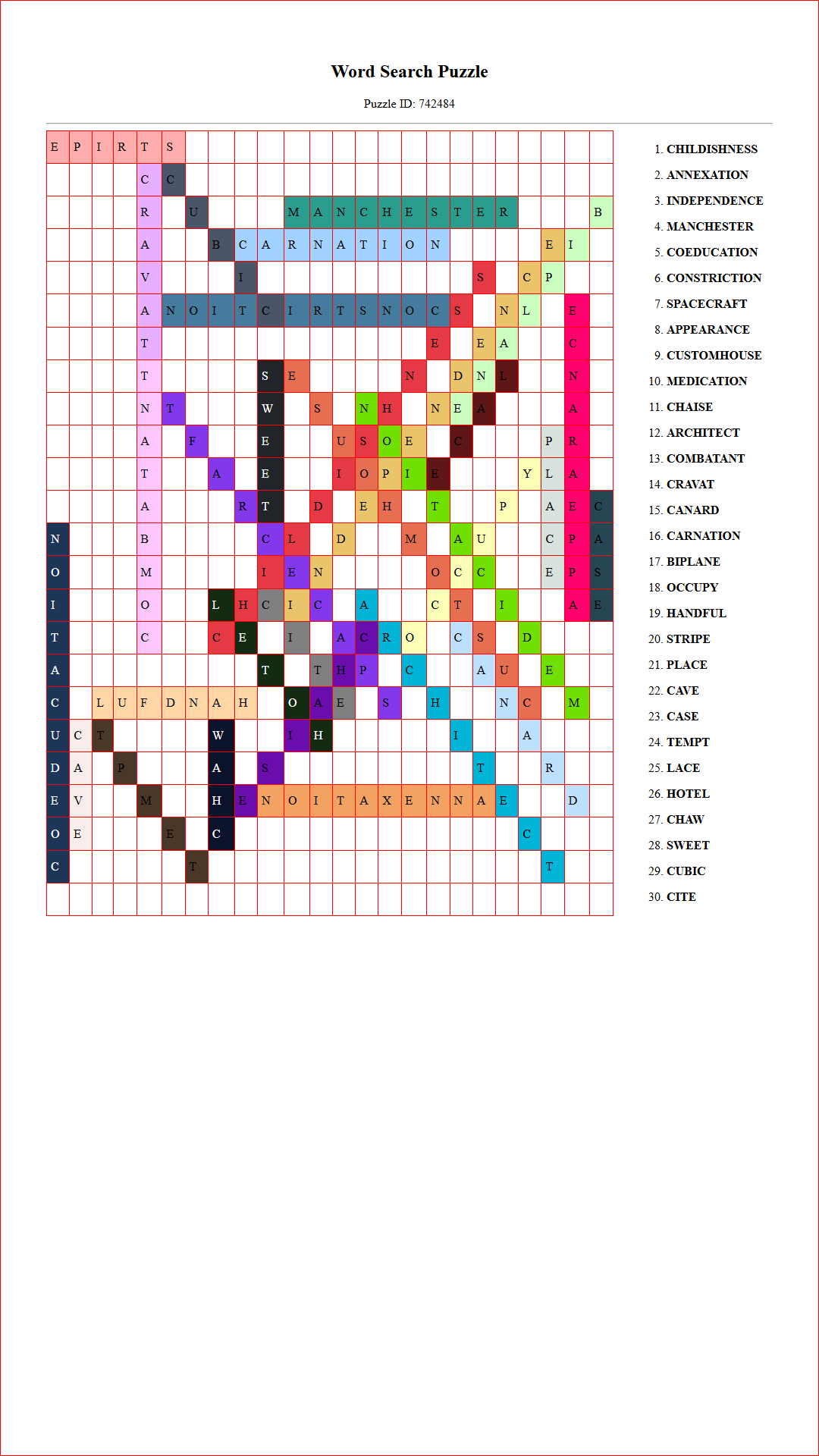 Solution of Printable word search puzzle for adults 390 (Puzzle id: 742484) Document