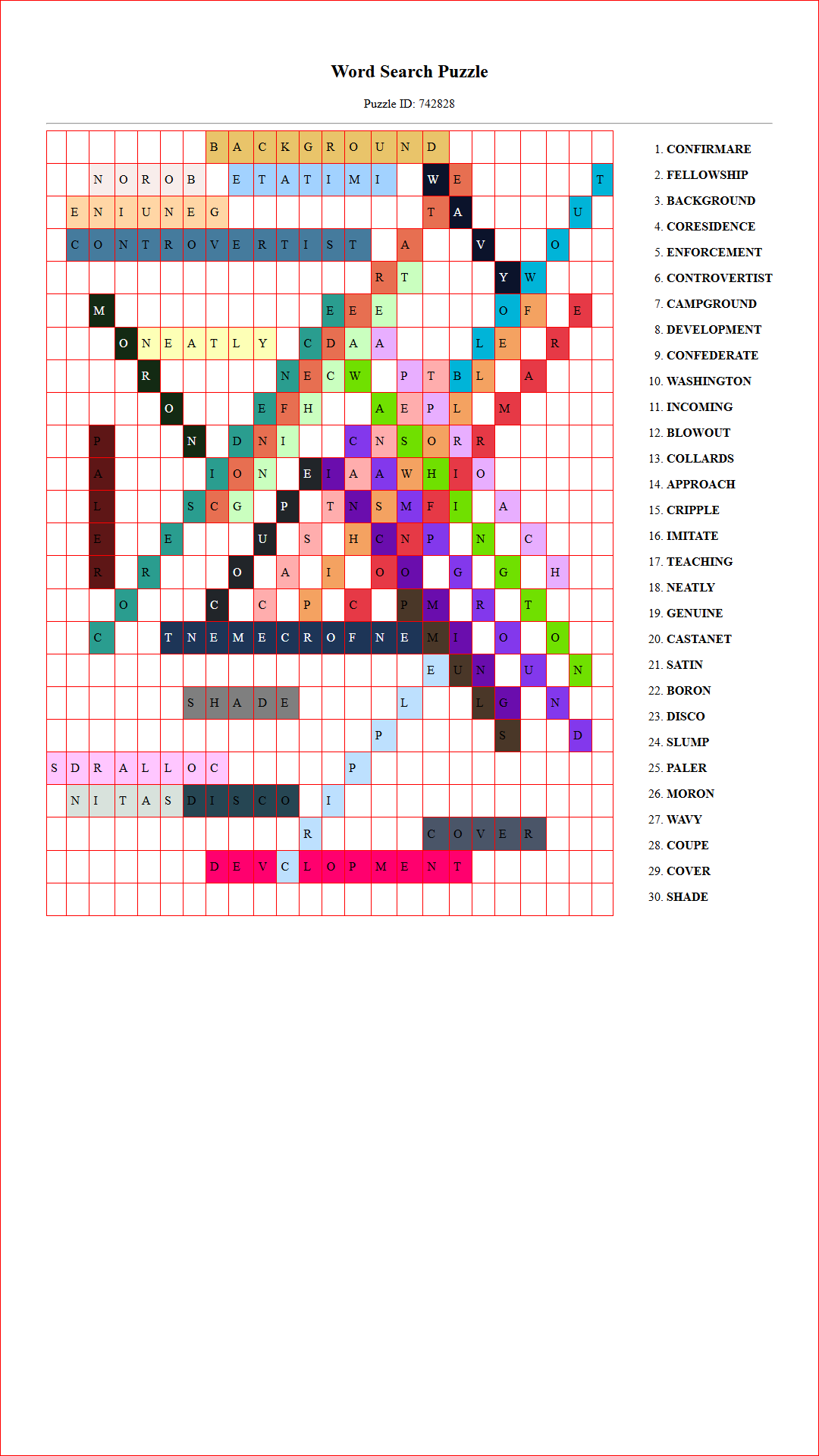 Solution of Printable word search puzzle for adults 344 (Puzzle id: 742828) Document
