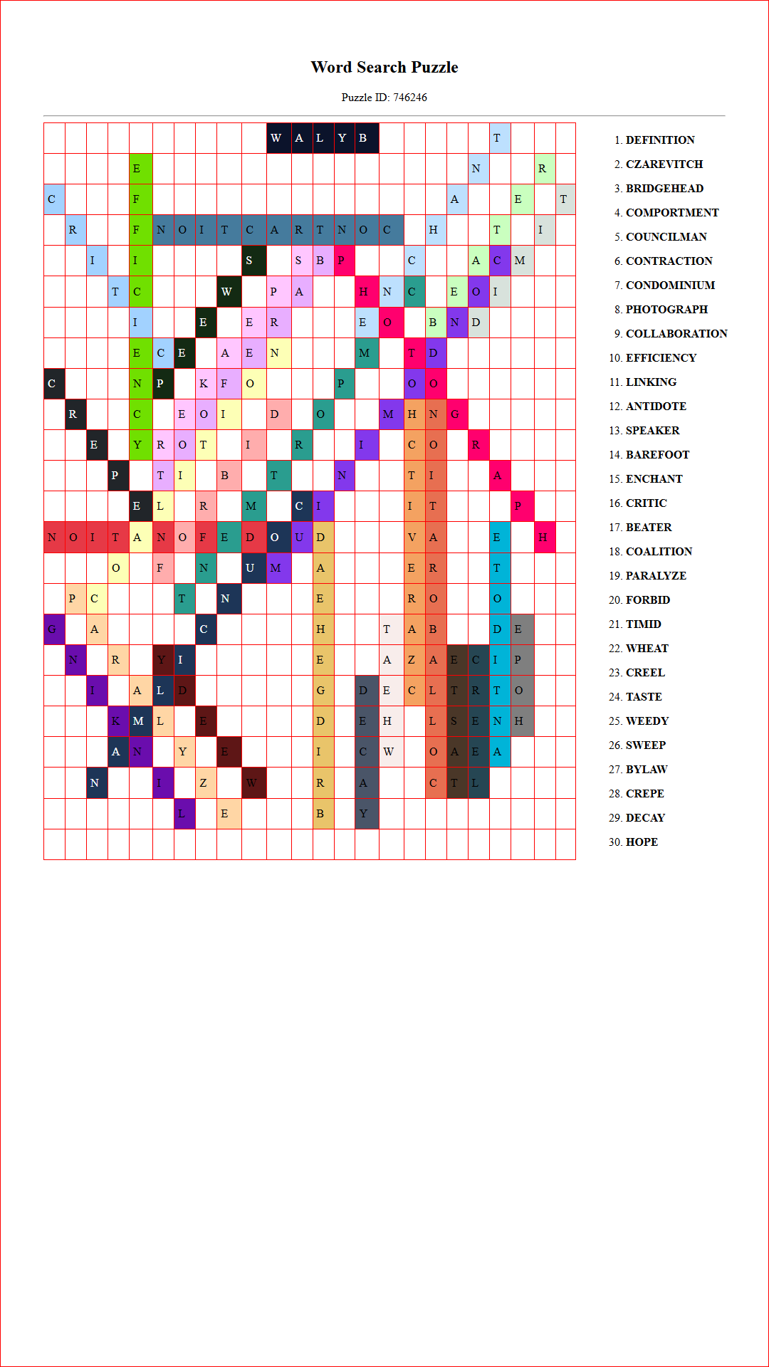 Solution of Printable word search puzzle for adults 350 (Puzzle id: 746246) Document