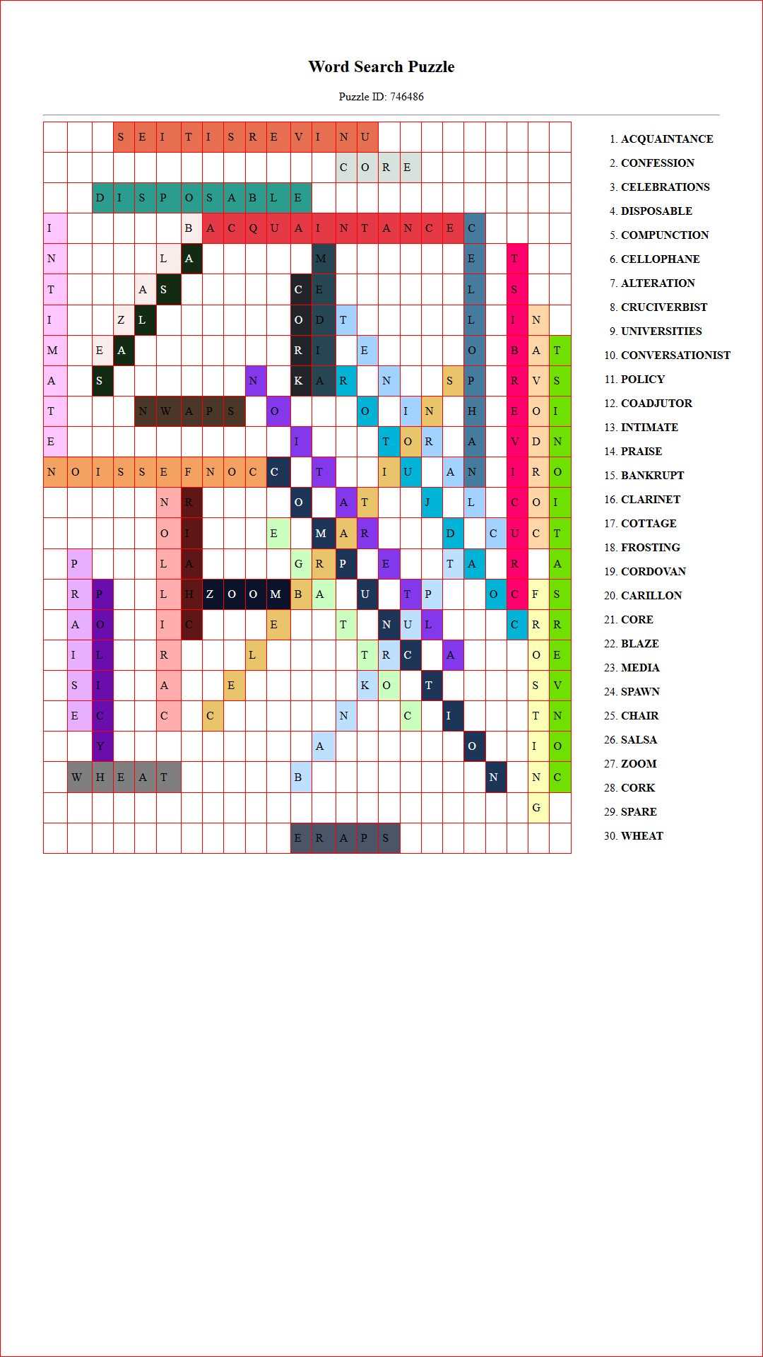 Solution of Printable word search puzzle for adults 452 (Puzzle id: 746486) Document