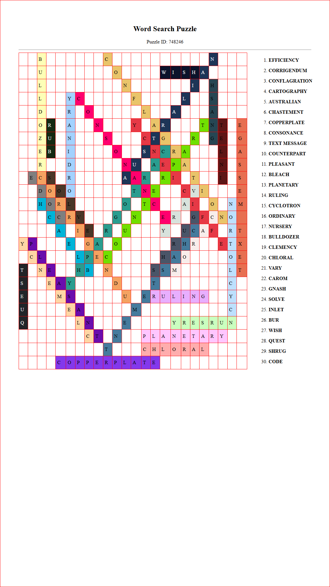 Solution of Printable word search puzzle for adults 109 (Puzzle id: 748246) Document