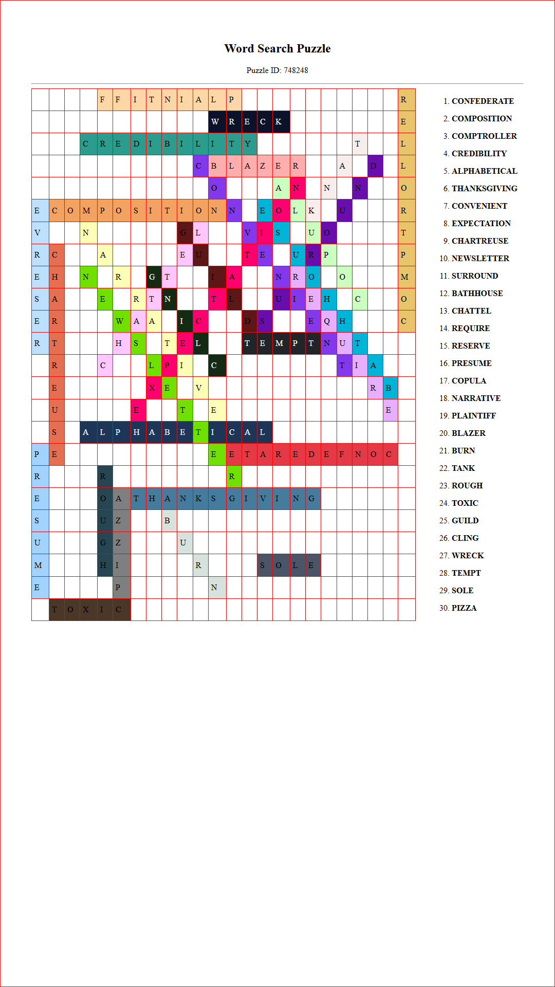 Solution of Printable word search puzzle for adults 425 (Puzzle id: 748248) Document