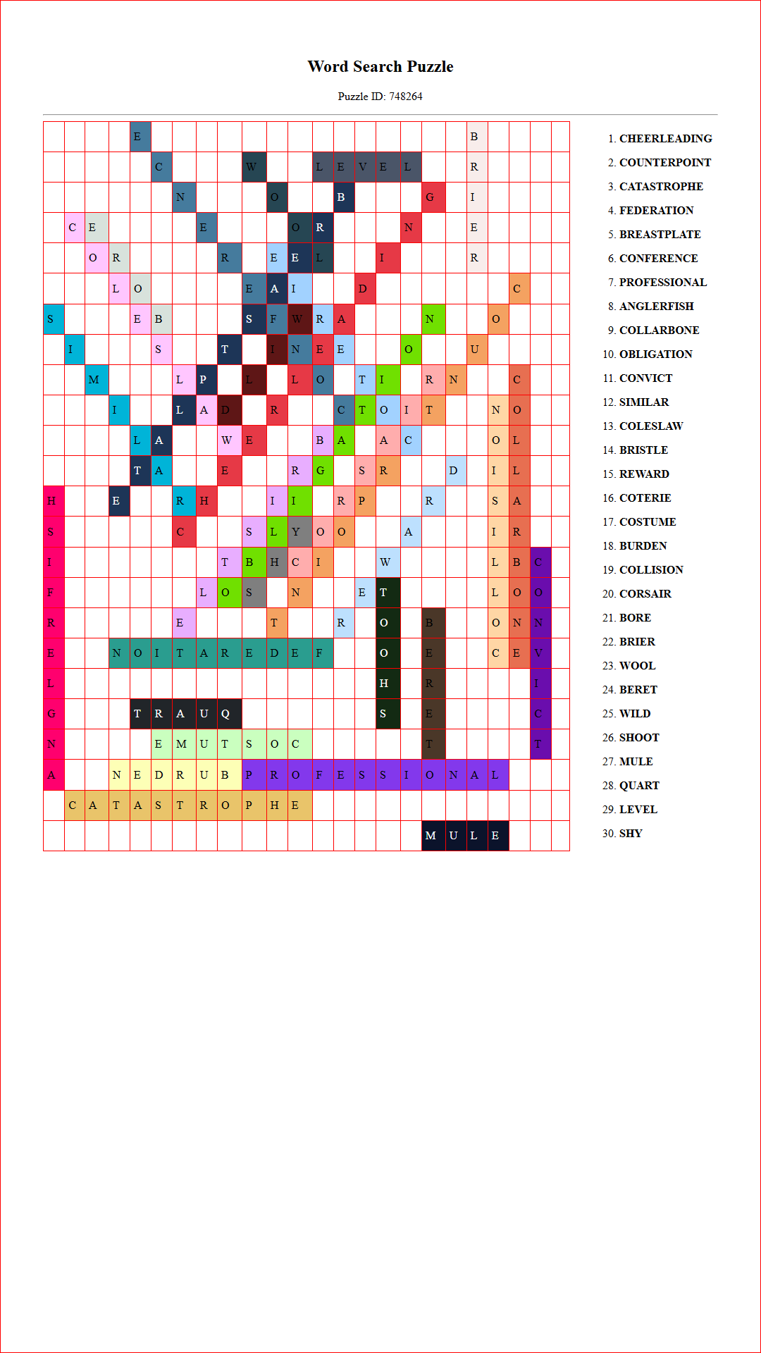 Solution of Printable word search puzzle for adults 215 (Puzzle id: 748264) Document