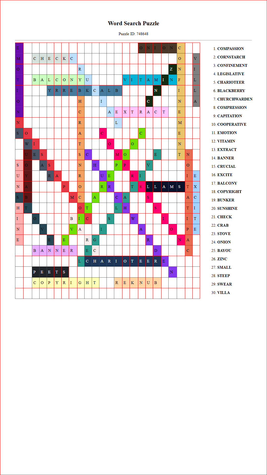 Solution of Printable word search puzzle for adults 226 (Puzzle id: 748648) Document