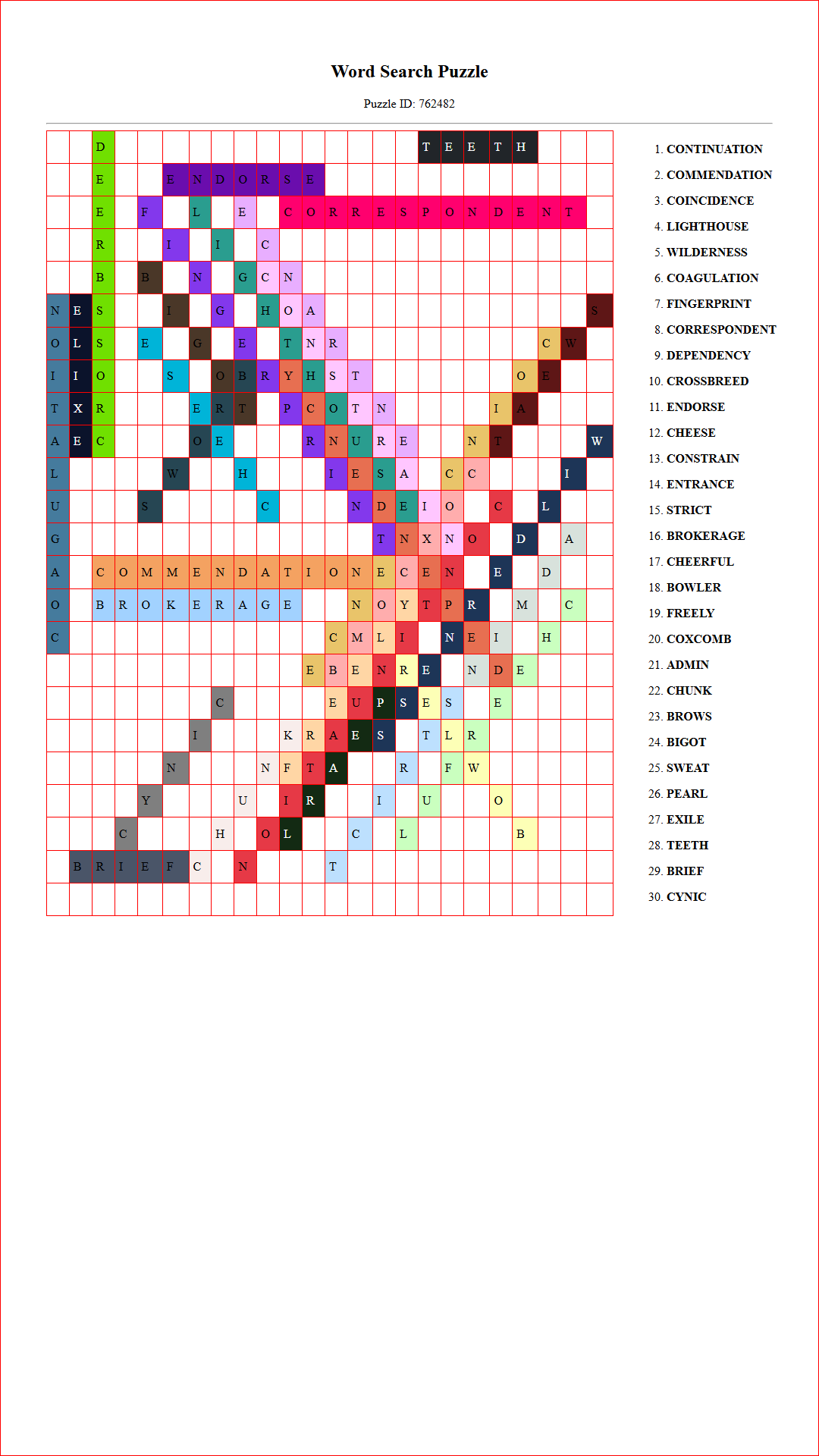 Solution of Printable word search puzzle for adults 72 (Puzzle id: 762482) Document