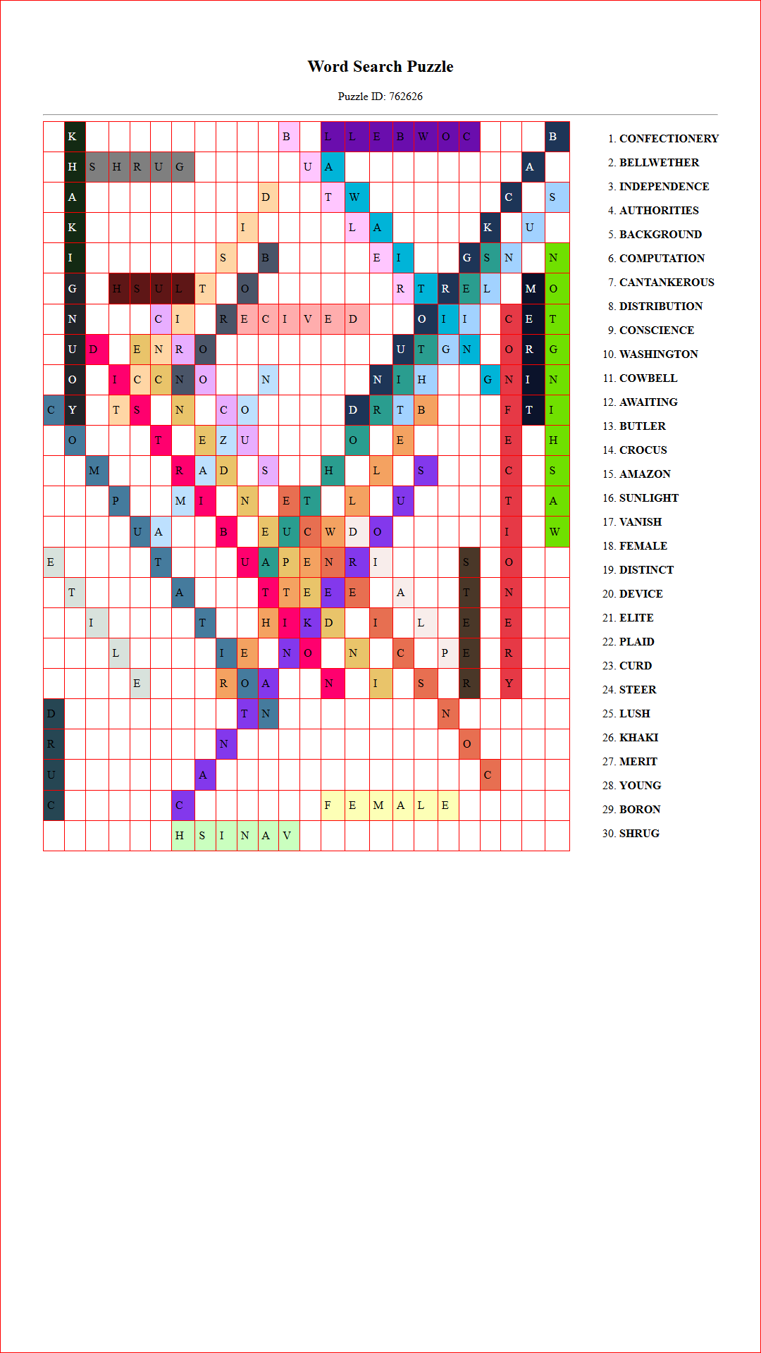 Solution of Printable word search puzzle for adults 457 (Puzzle id: 762626) Document