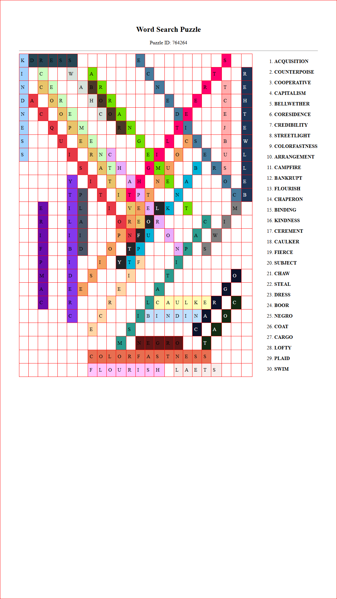 Solution of Printable word search puzzle for adults 348 (Puzzle id: 764264) Document
