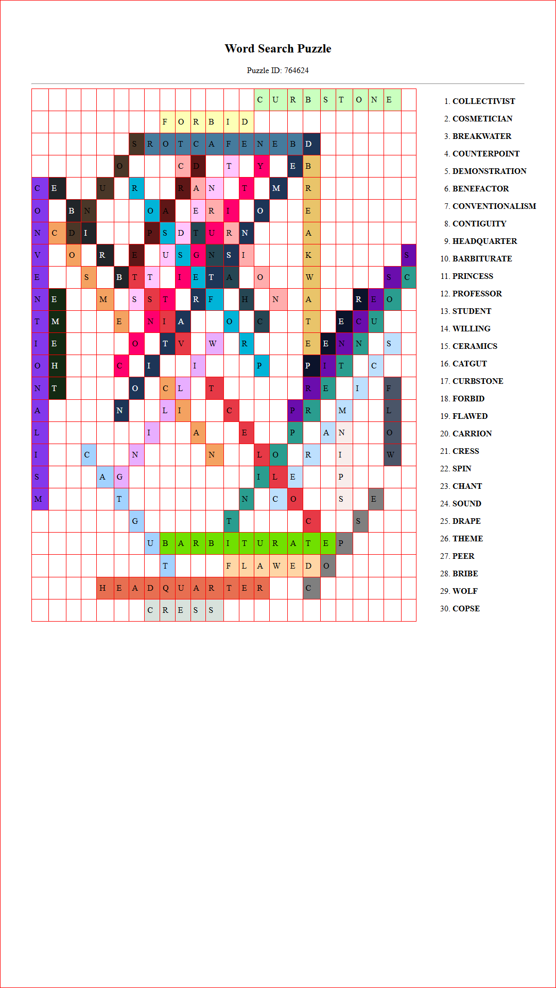 Solution of Printable word search puzzle for adults 495 (Puzzle id: 764624) Document