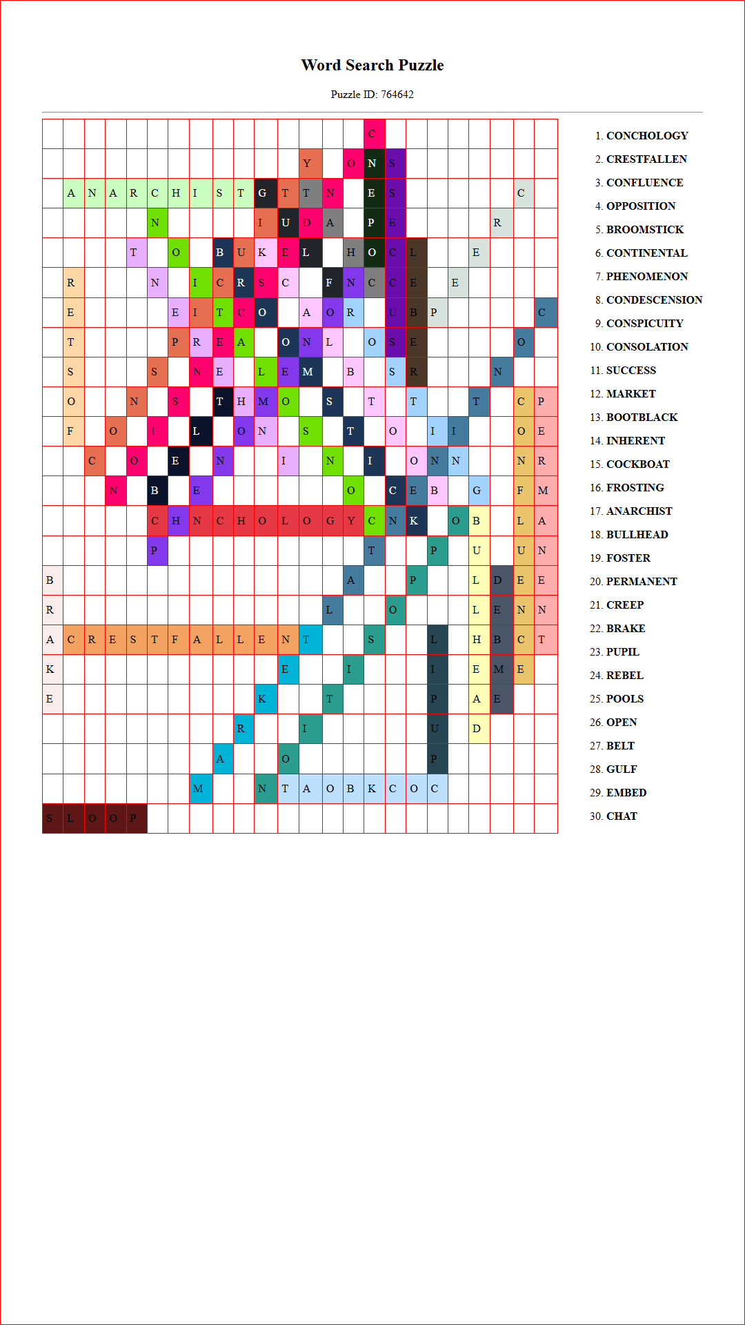 Solution of Printable word search puzzle for adults 69 (Puzzle id: 764642) Document