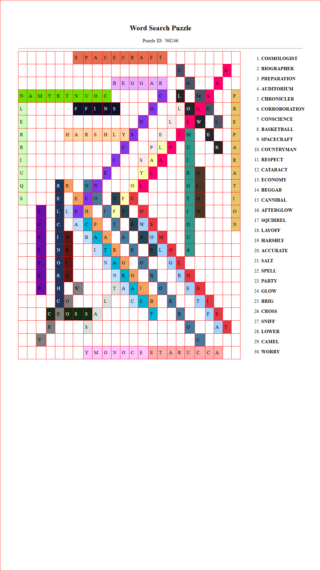 Solution of Printable word search puzzle for adults 246 (Puzzle id: 768246) Document