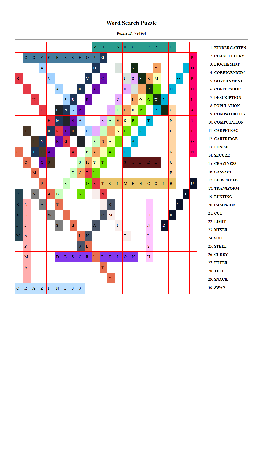 Solution of Printable word search puzzle for adults 95 (Puzzle id: 784864) Document