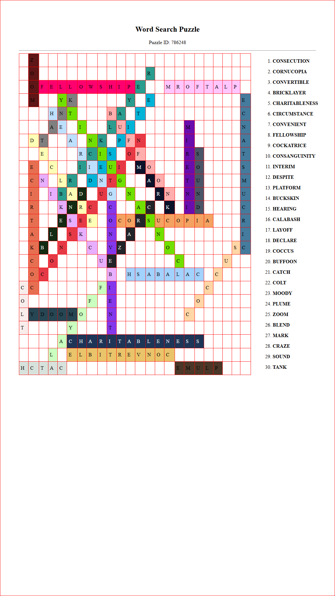 Solution of Printable word search puzzle for adults 82 (Puzzle id: 786248) Document