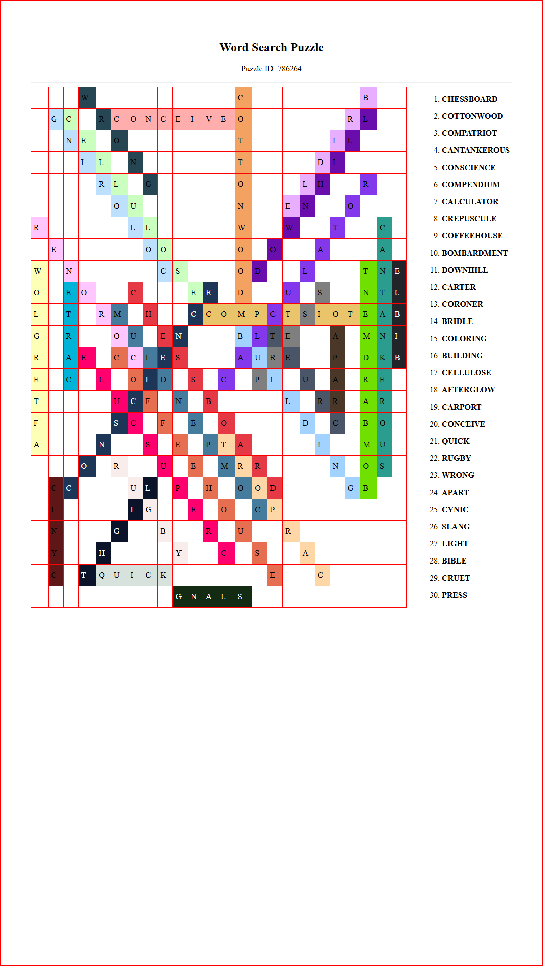 Solution of Printable word search puzzle for adults 94 (Puzzle id: 786264) Document