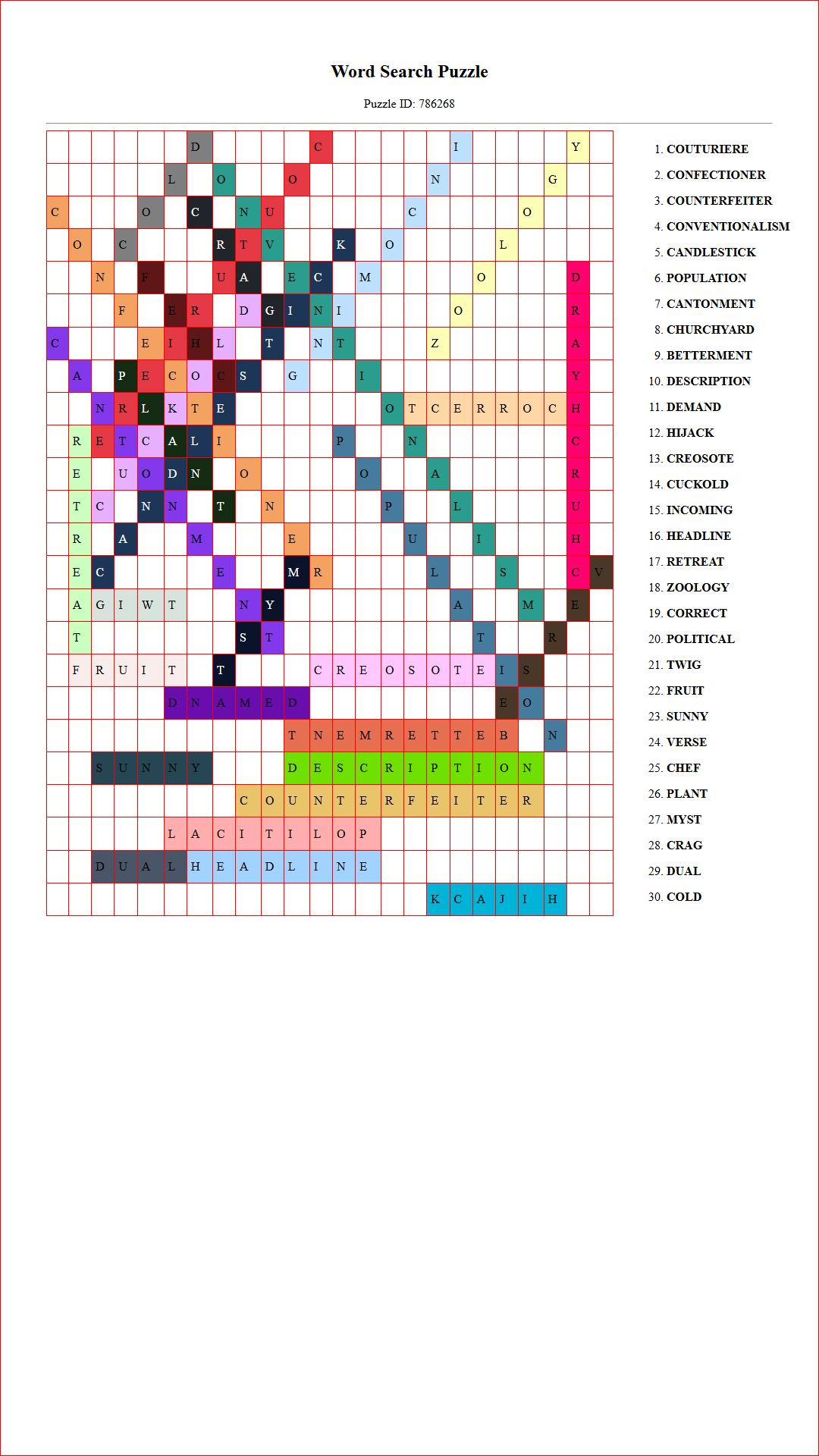 Solution of Printable word search puzzle for adults 447 (Puzzle id: 786268) Document
