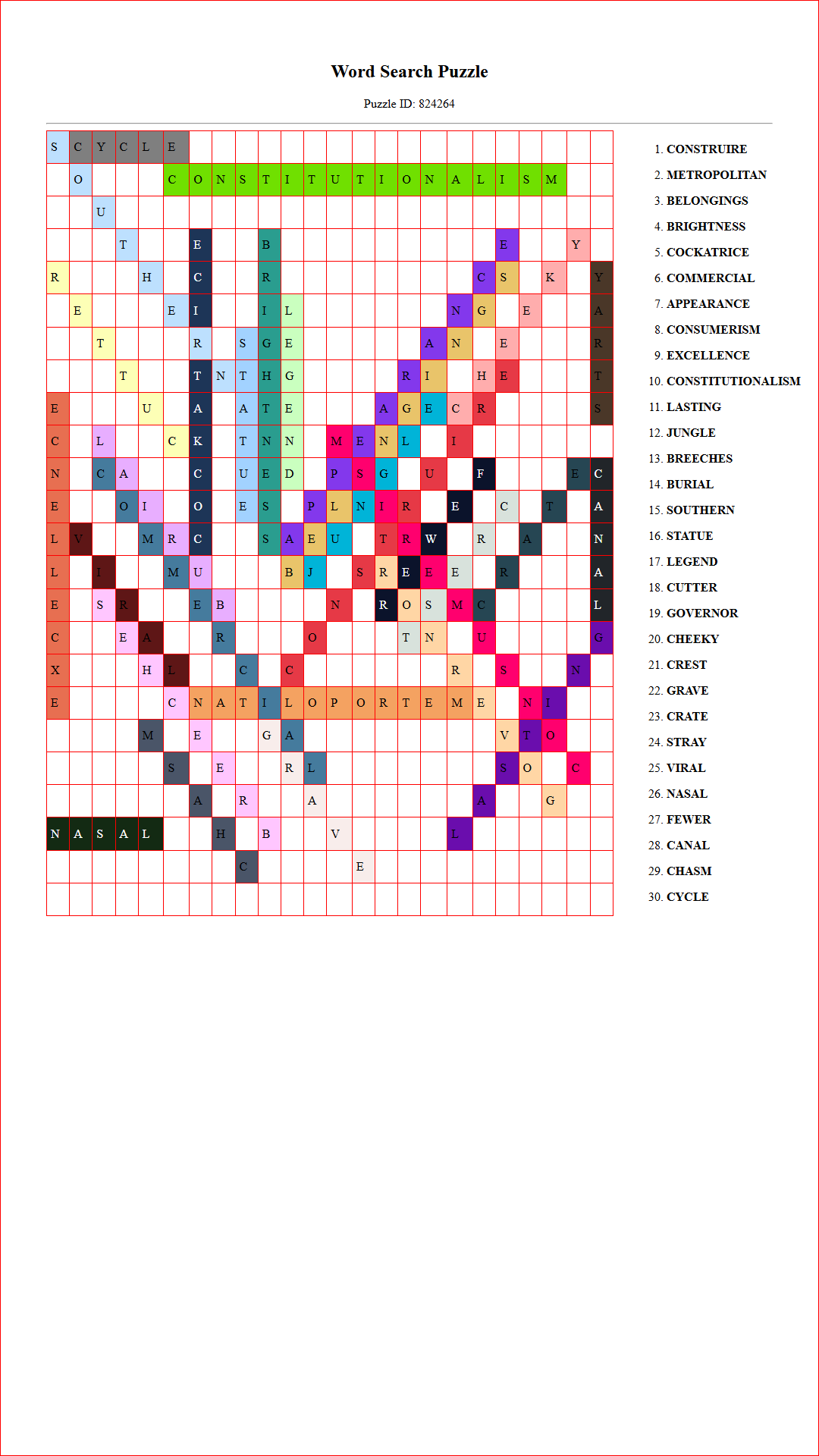 Solution of Printable word search puzzle for adults 256 (Puzzle id: 824264) Document