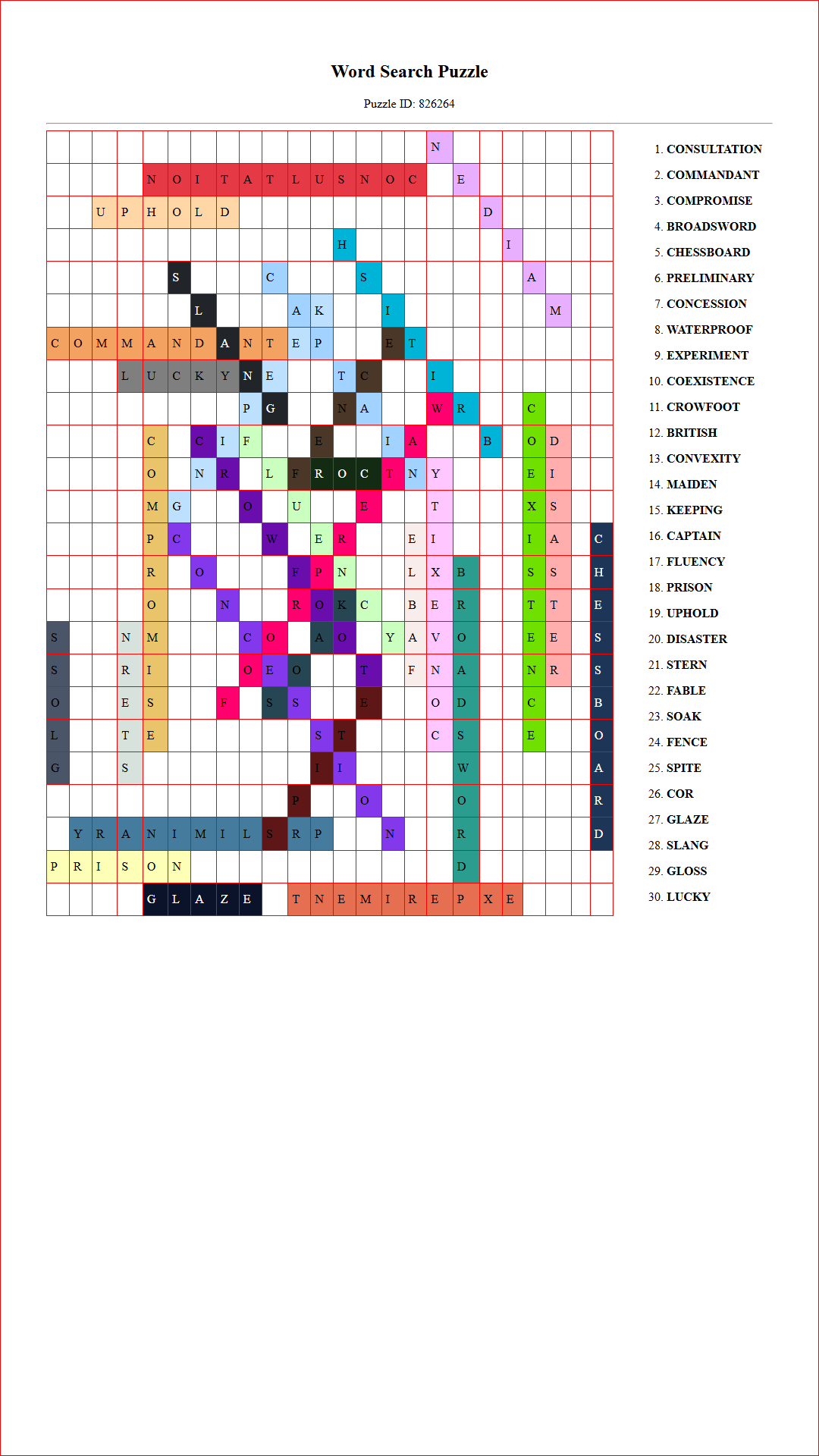 Solution of Printable word search puzzle for adults 349 (Puzzle id: 826264) Document