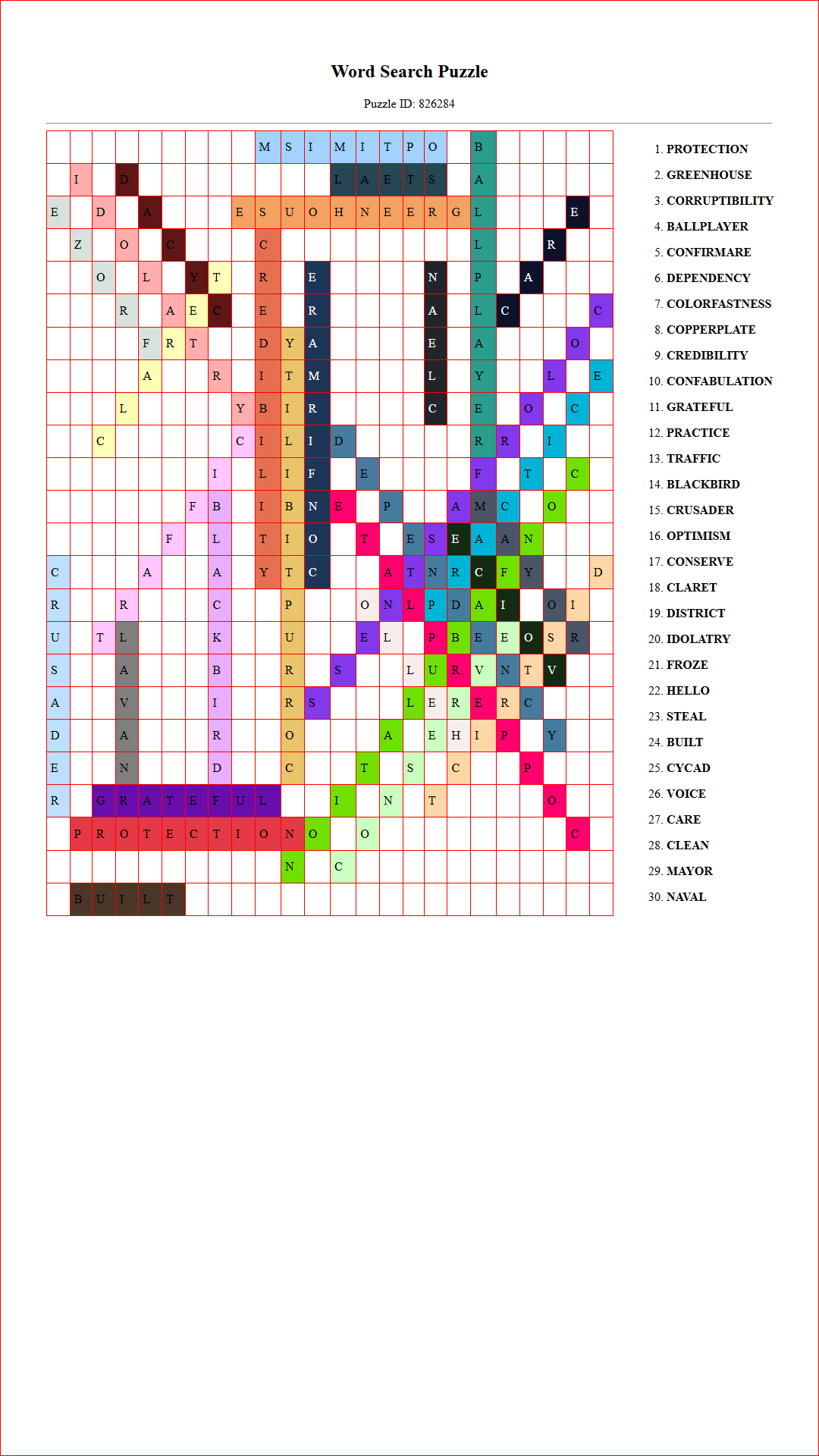 Solution of Printable word search puzzle for adults 337 (Puzzle id: 826284) Document