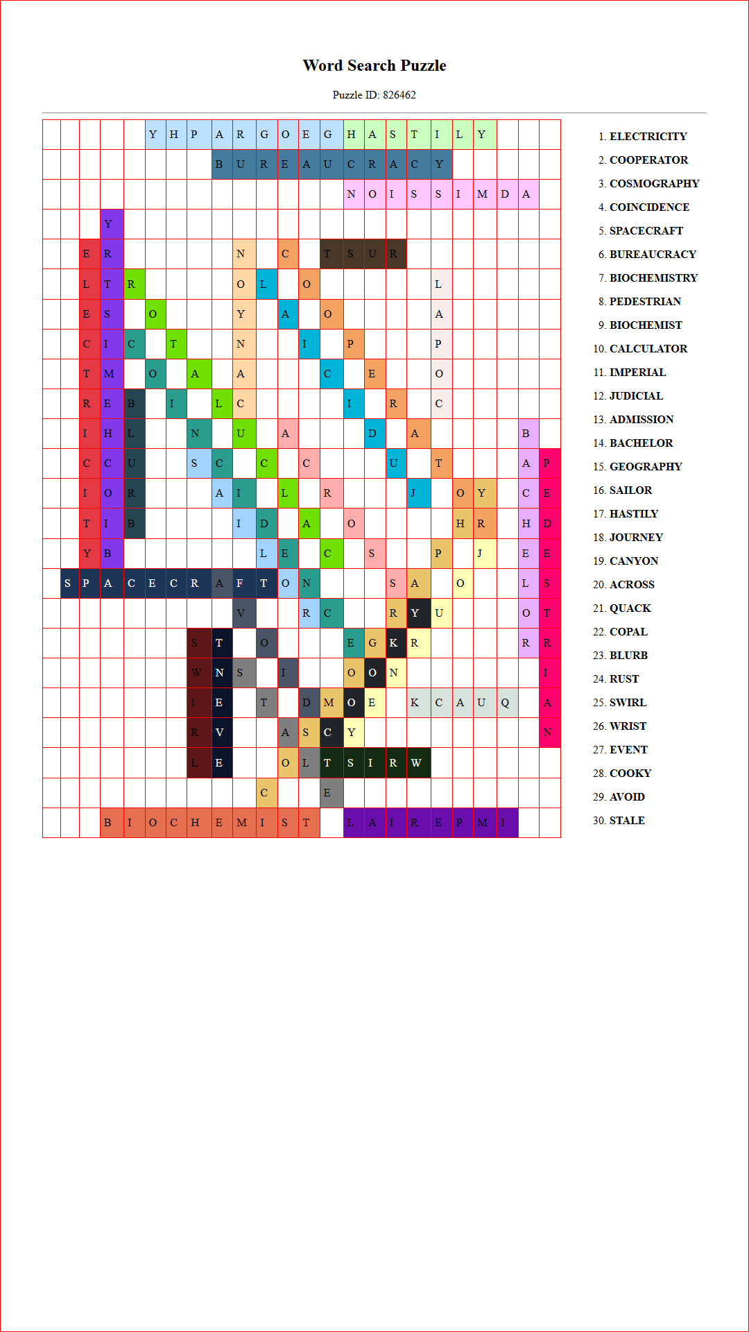 Solution of Printable word search puzzle for adults 194 (Puzzle id: 826462) Document