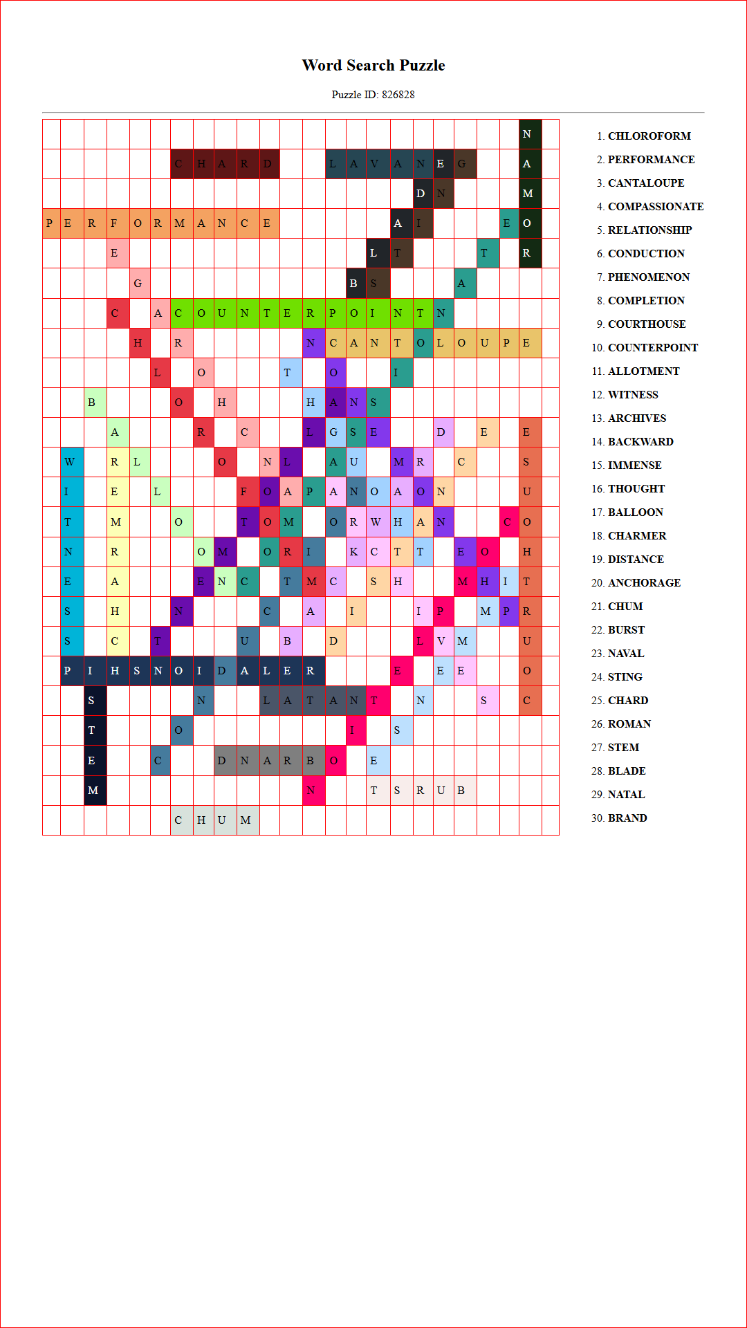 Solution of Printable word search puzzle for adults 15 (Puzzle id: 826828) Document